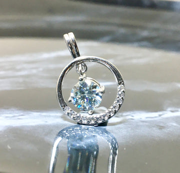 Beautiful Light Blue Moissanite Necklace, Moon Star Pendant, Solitaire Anniversary,Gift for Her,Birthday Necklace Gift, Valentine's Day gift