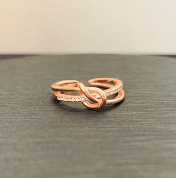 Knot Love Heart Rose Gold Plated Sterling Silver Moissanite Ring, Engagement Anniversary Fashion Ring, Gift for Her, Valentine Birthday Gift