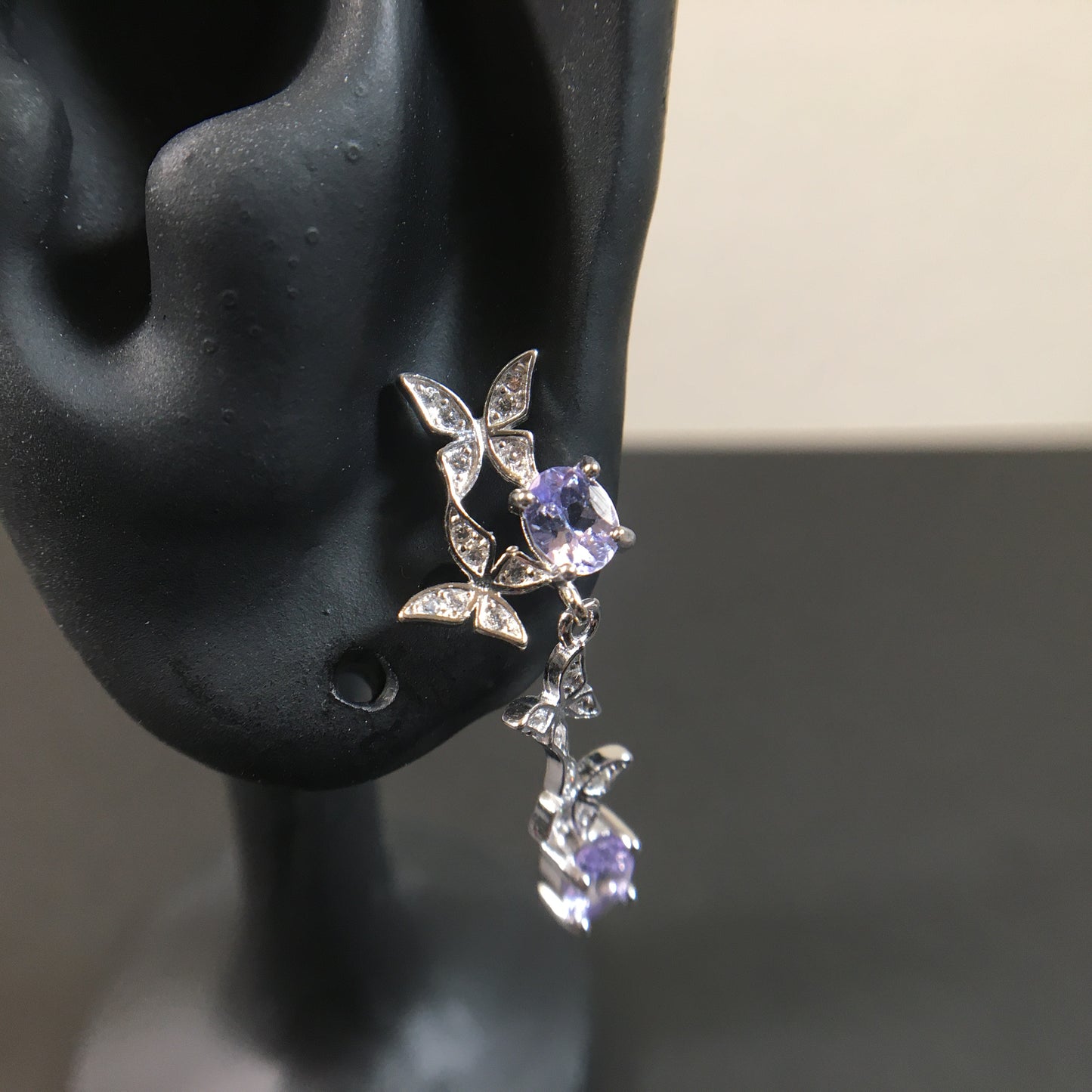 Tanzanite Butterfly Earrings - Sterling Silver Elegance