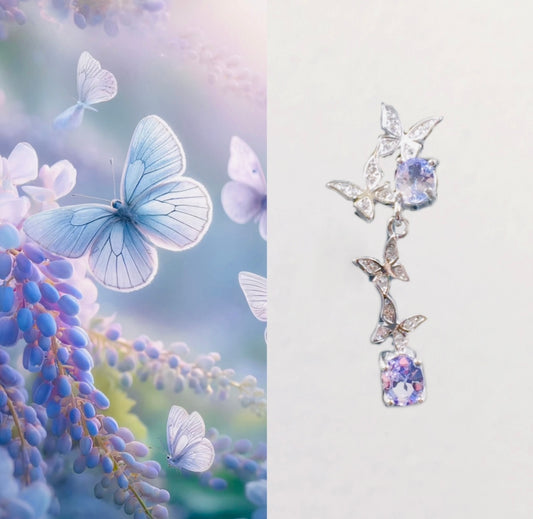 Tanzanite Butterfly Earrings - Sterling Silver Elegance