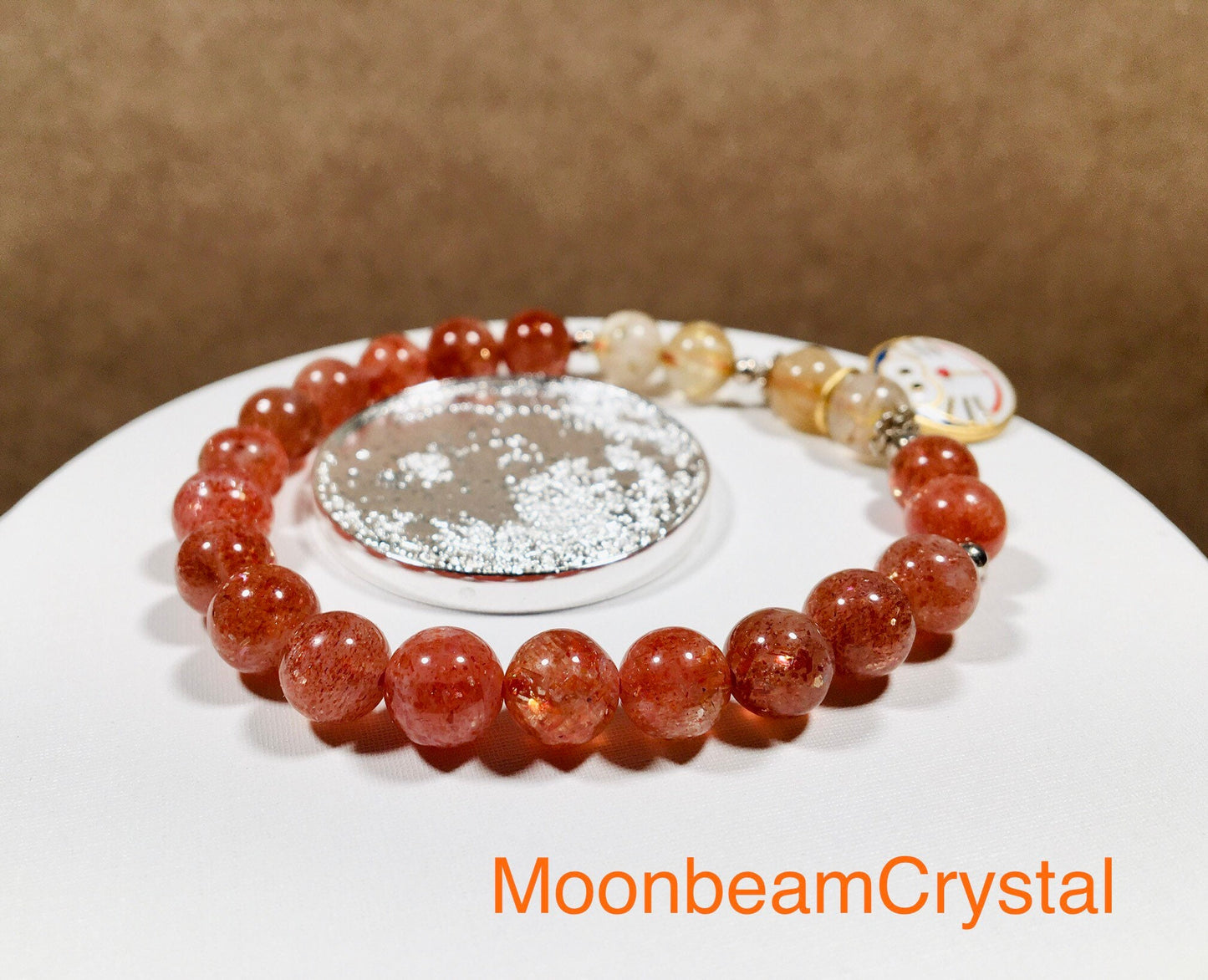 Natural Orange Golden Sunstone &Golden Rutilated Quartz Bracelet Original Designed Bracelet Reiki High-Quality Crystal Bracelet Gift for Her