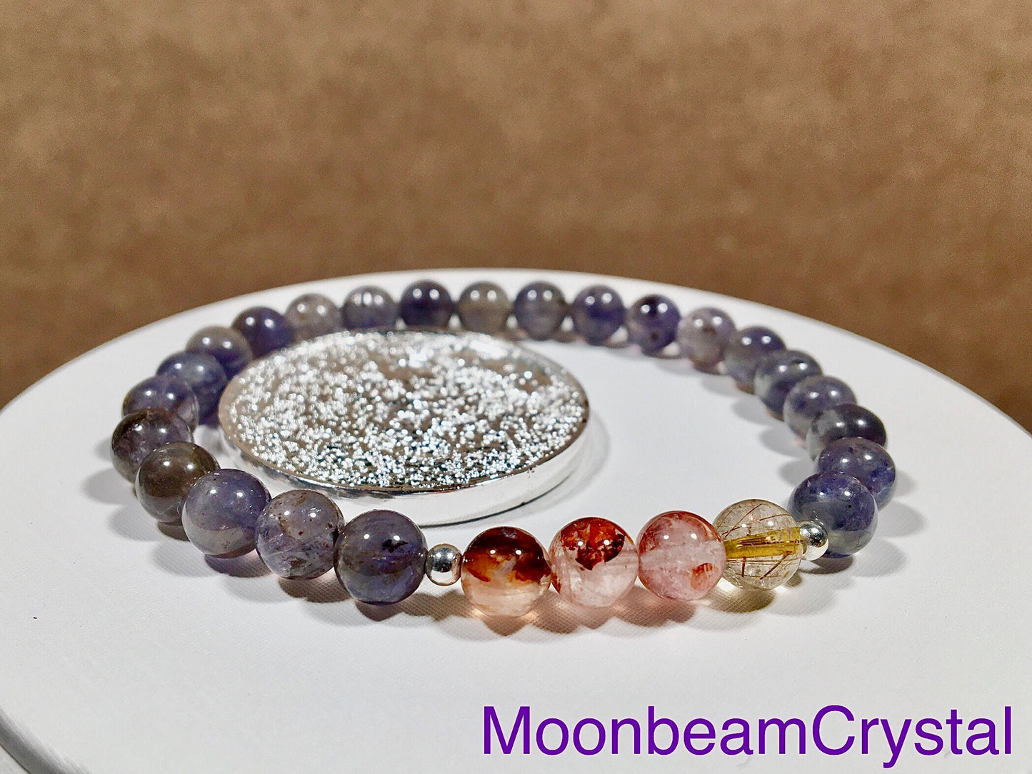 Purple Blue Cordierite Bracelet, Unicorn Fluorite Bracelet Set, Reiki, Lucky, 21st wedding anniversary stone, Unique Gift for Her, Girls