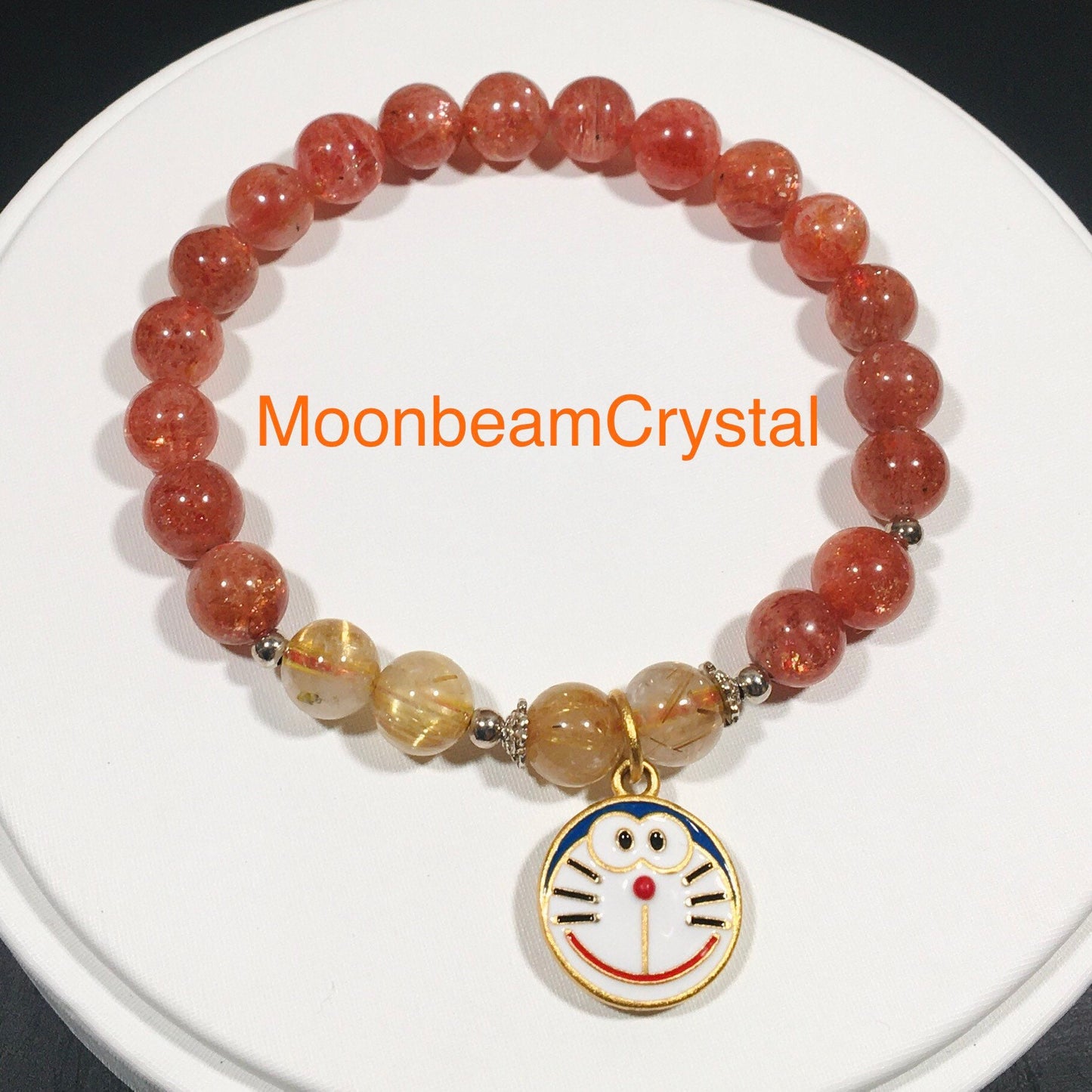 Natural Orange Golden Sunstone &Golden Rutilated Quartz Bracelet Original Designed Bracelet Reiki High-Quality Crystal Bracelet Gift for Her