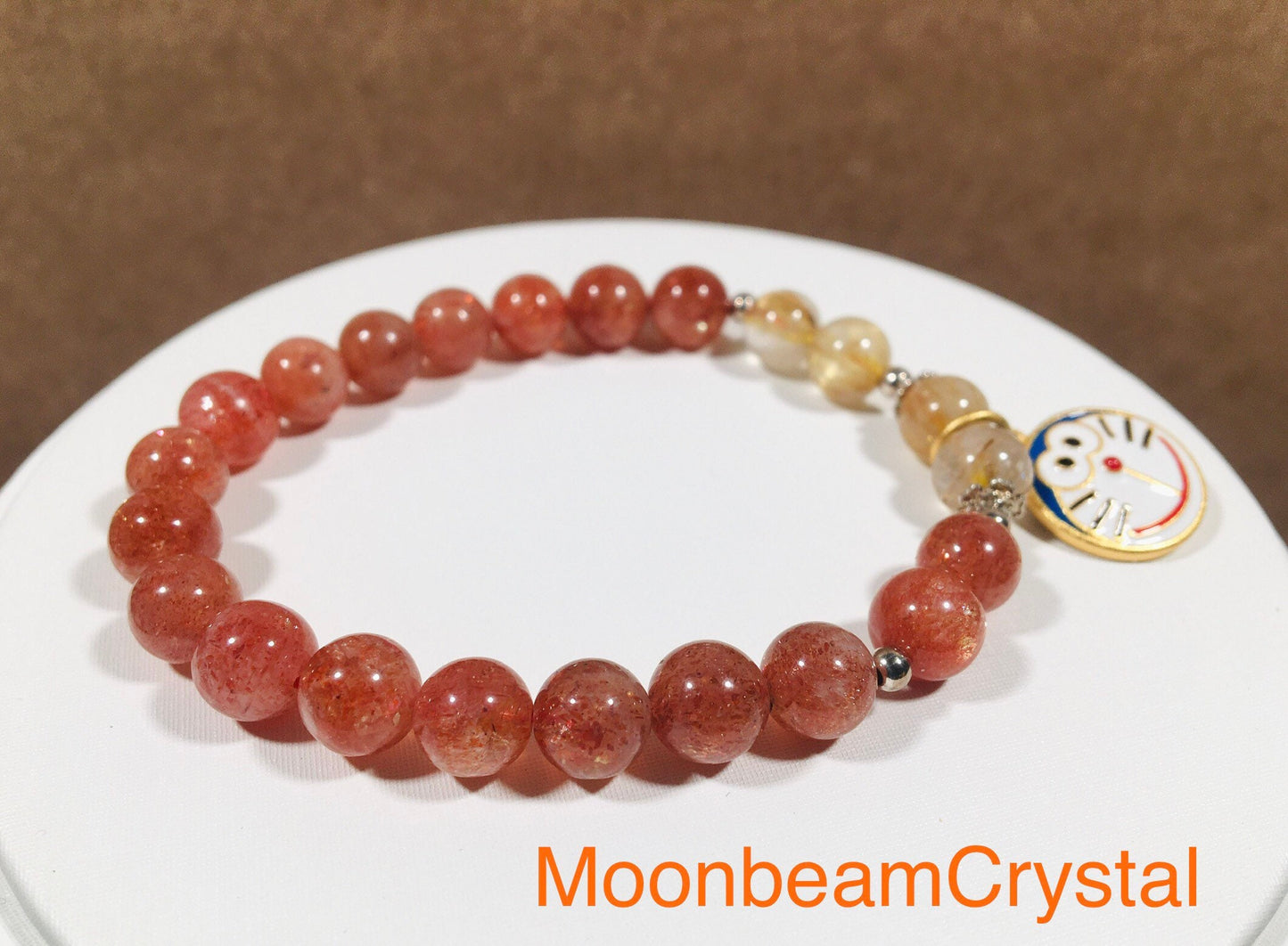 Natural Orange Golden Sunstone &Golden Rutilated Quartz Bracelet Original Designed Bracelet Reiki High-Quality Crystal Bracelet Gift for Her