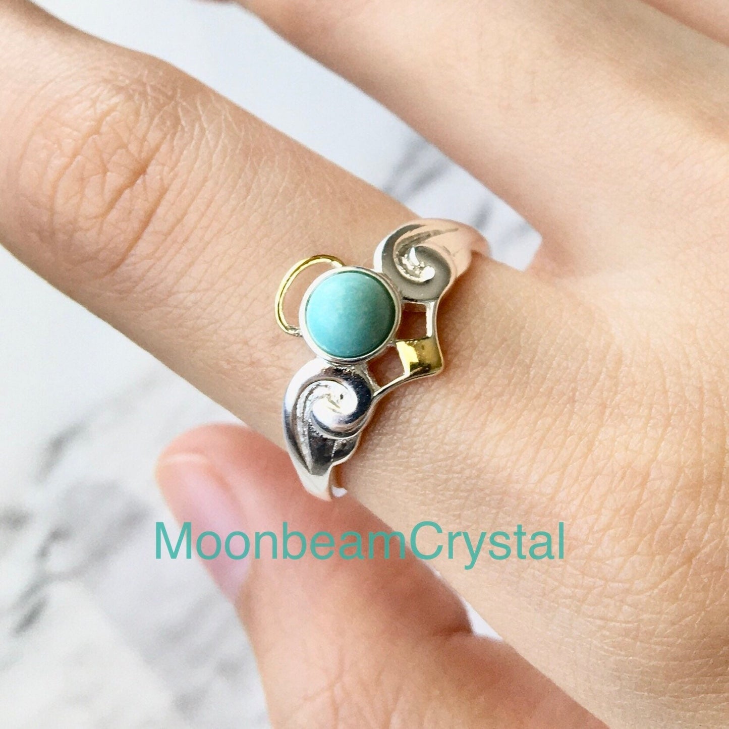 Turquoise Angel Ring,Little Cute Evil Angel,Calaite Kallaite, Gemstone Rings, Halloween,Gift for Her,Sterling Silver Ring Gold,Cute Cartoon