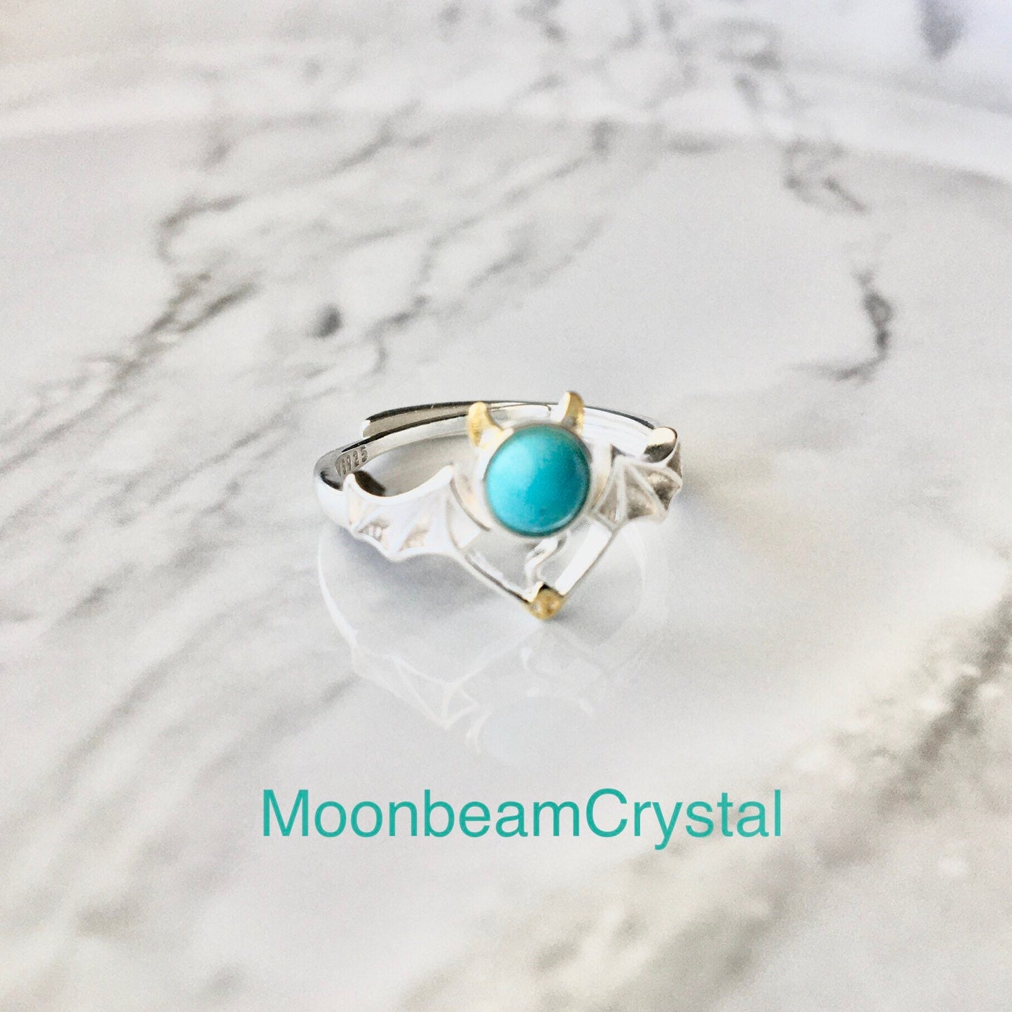 Turquoise Evil Ring, Little Evil & Angel, Calaite Kallaite Ring, Couple Rings, Halloween Gift for Her,Sterling Silver Ring Gold,Cute Cartoon