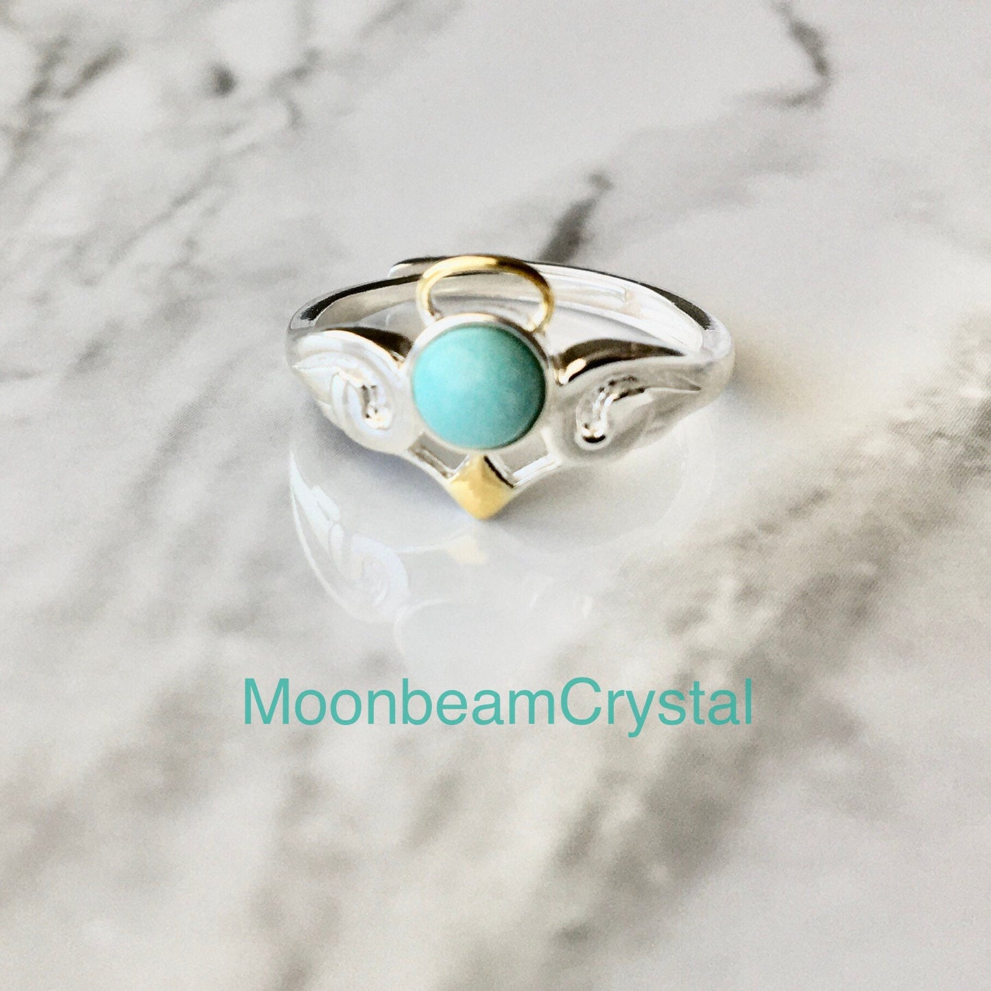 Turquoise Angel Ring,Little Cute Evil Angel,Calaite Kallaite, Gemstone Rings, Halloween,Gift for Her,Sterling Silver Ring Gold,Cute Cartoon