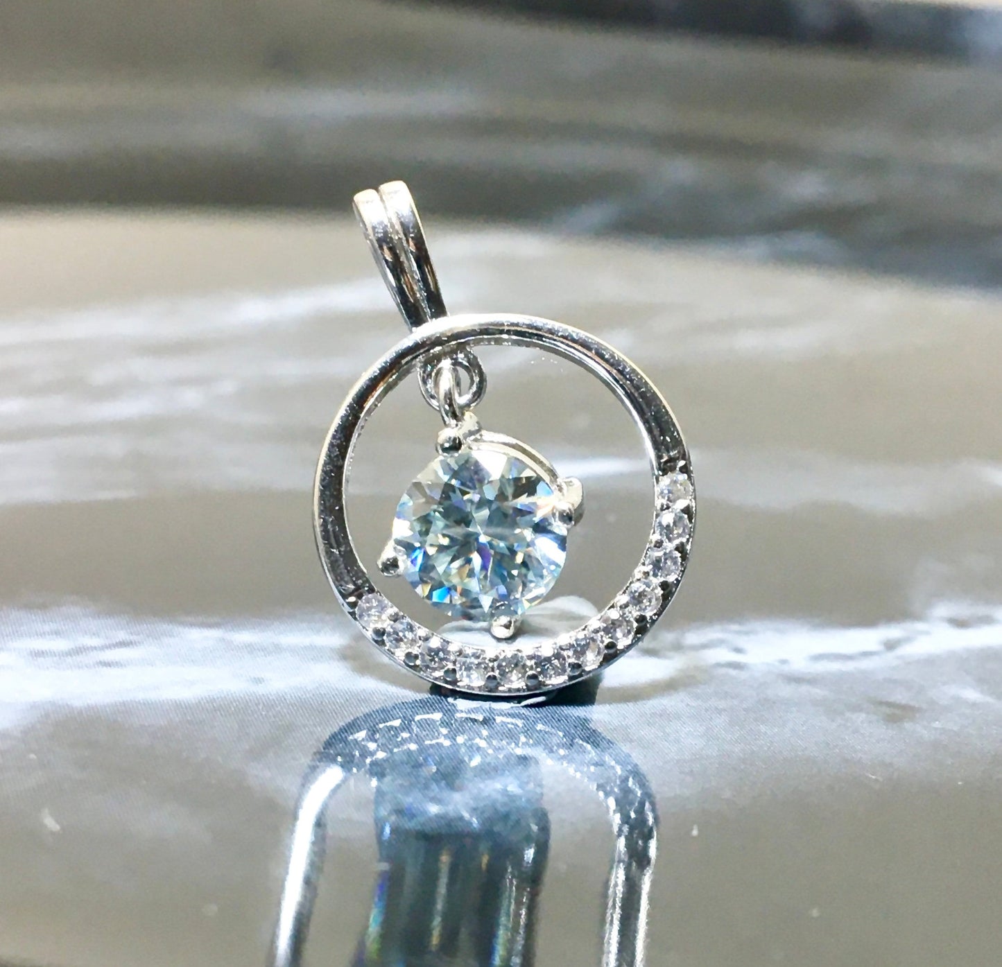 Beautiful Light Blue Moissanite Necklace, Moon Star Pendant, Solitaire Anniversary,Gift for Her,Birthday Necklace Gift, Valentine's Day gift