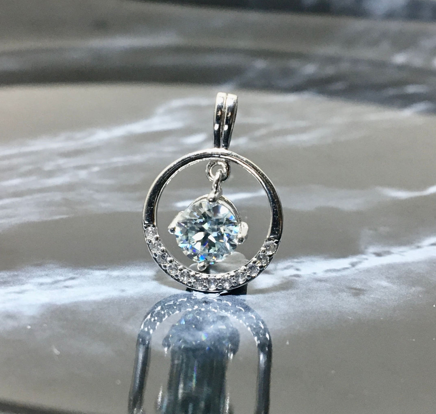 Beautiful Light Blue Moissanite Necklace, Moon Star Pendant, Solitaire Anniversary,Gift for Her,Birthday Necklace Gift, Valentine's Day gift