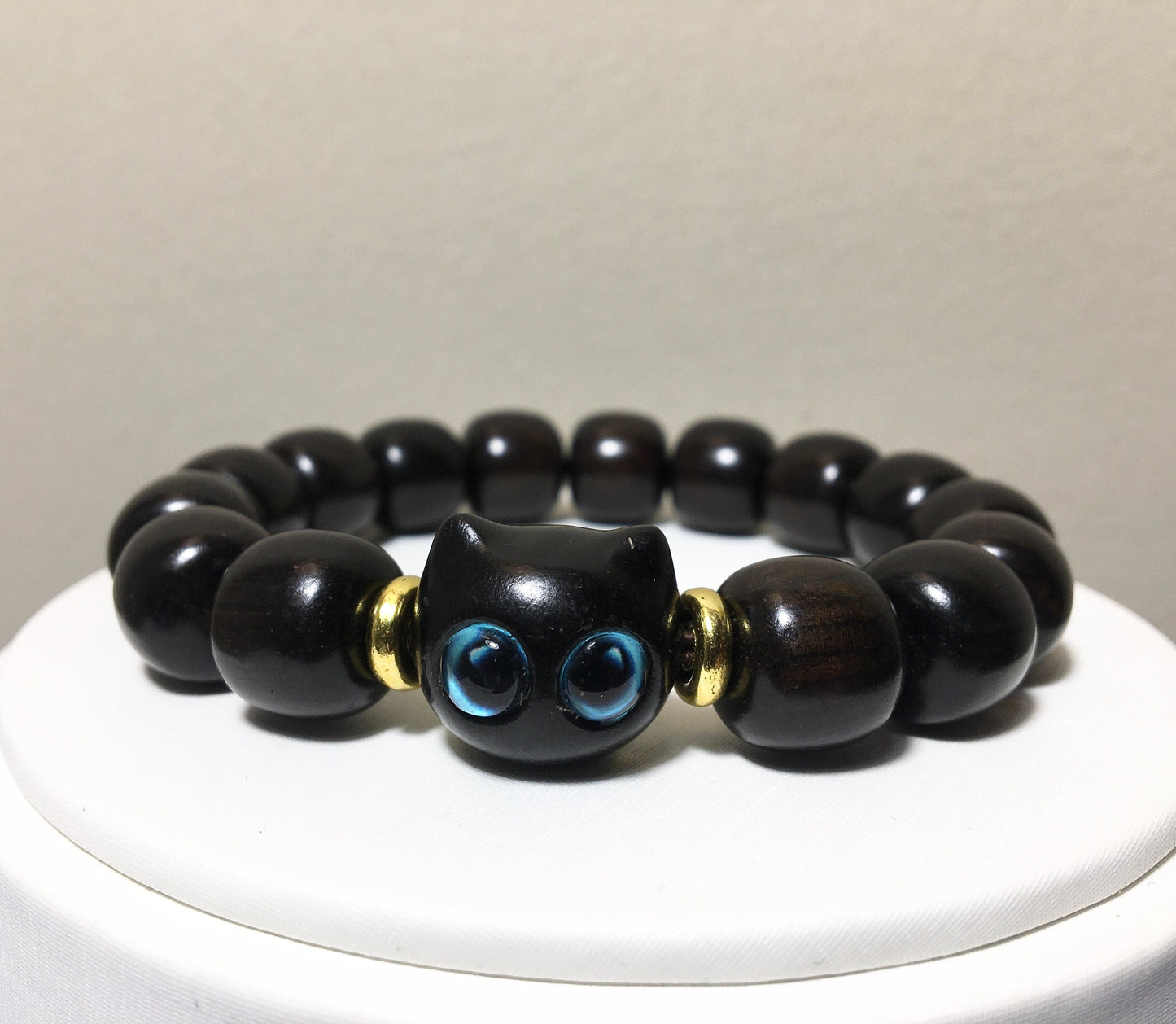 Ebony Black Wood Bracelet,Cat Bracelet,Cute Sandalwood Bracelet,Gift for Her him, Birthday Gift, cat Gift,Valentines gift,Graduation Gift