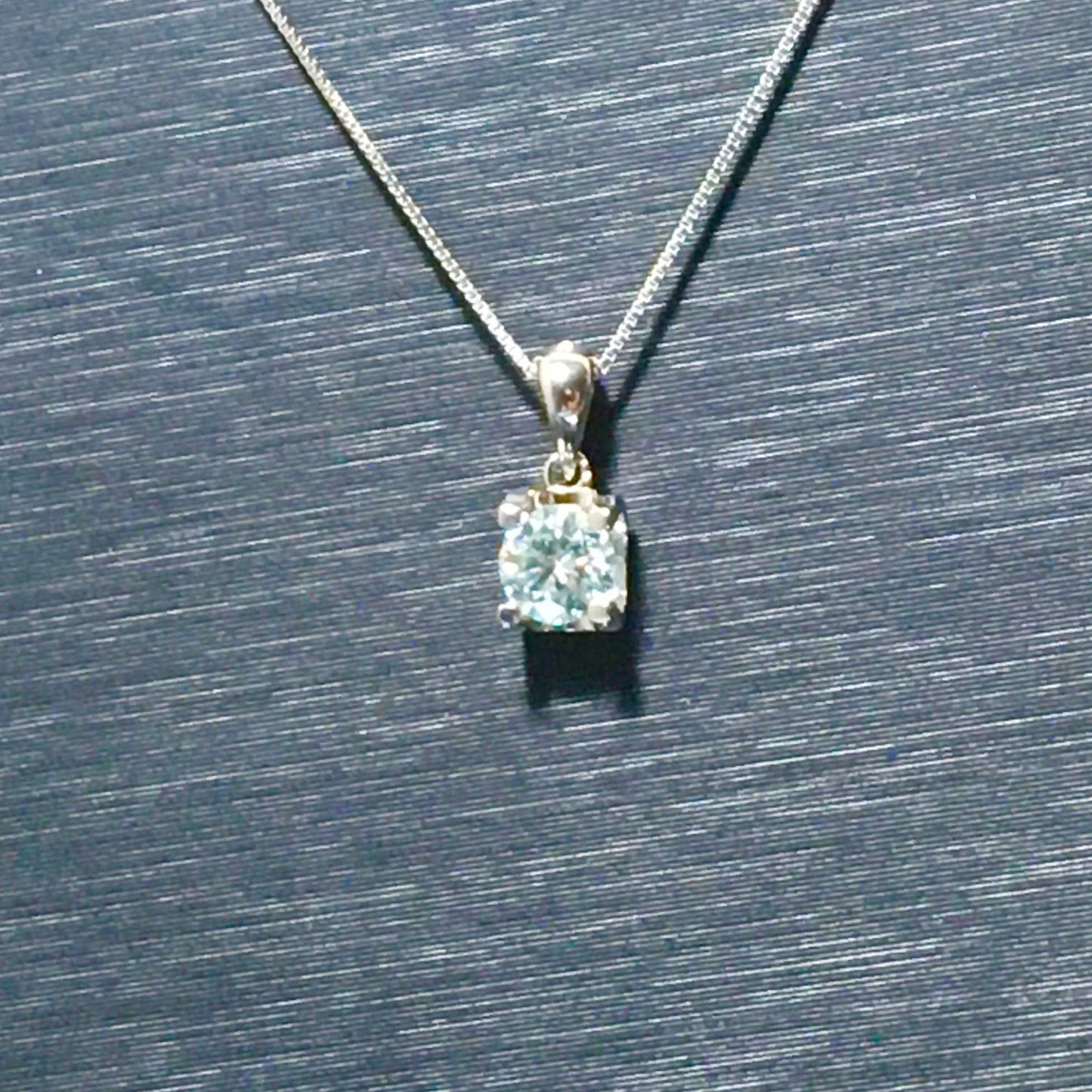 Light Blue Moissanite Necklace,Simple Cube Aquamarine,Green Moissanite,Solitaire Anniversary Necklace,for Her,Minimalist,Valentine Gift