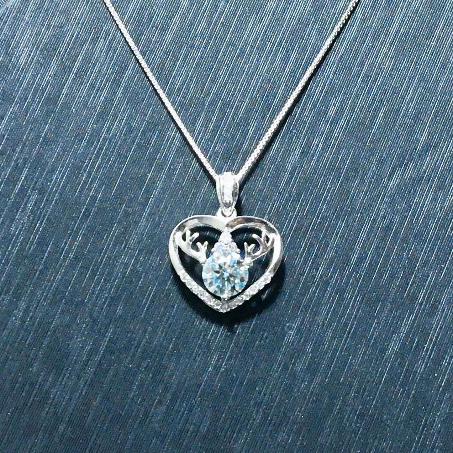 Light Blue Moissanite Necklace,Reindeer Aquamarine, Reindeer Pendant, Anniversary Necklace,Gift for Her,Reindeer Gift,Christmas Necklace