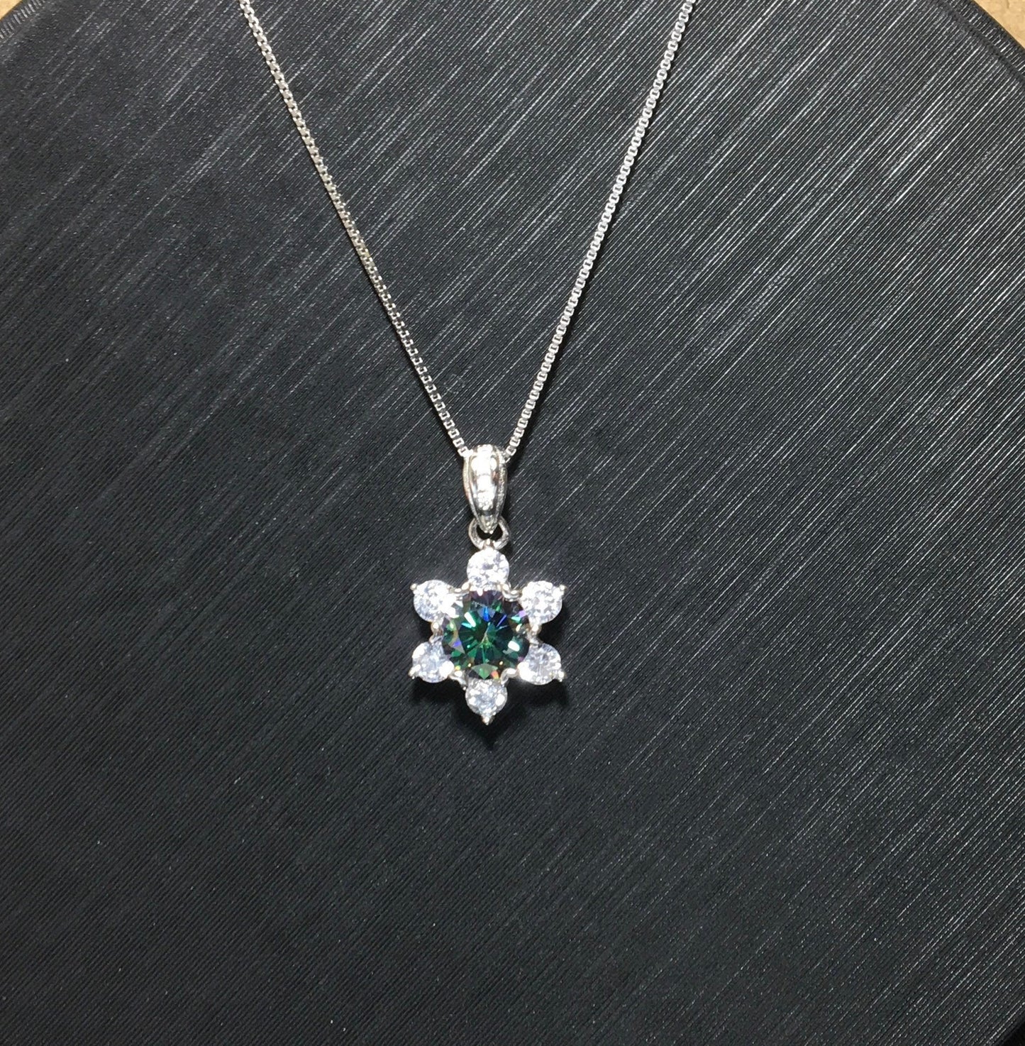 Rare Magic Dreamy Moissanite Necklace, Silver 1ct Moissanite Snowflake Flower Pendant,Solitaire Anniversary Necklace, Gift for Her,Valentine