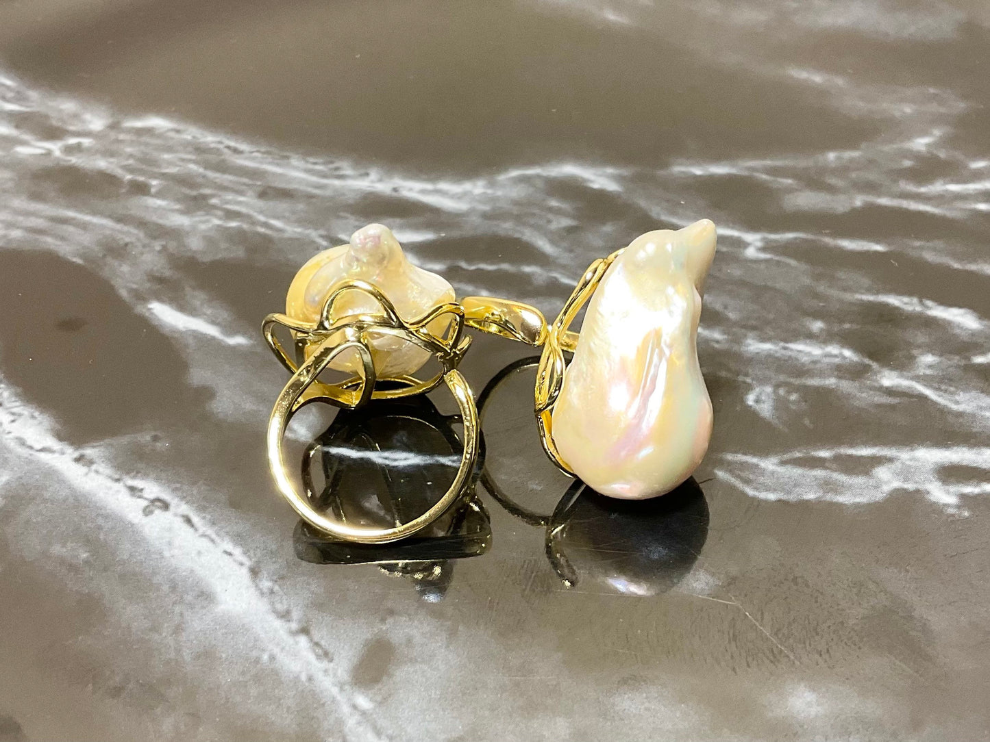 Baroque Pearl Ring,Gold Plated Silver Ring, Freshwater Natural Pearl,Minimalist Ring,Anniversary Valentine Gift for Her,Best Gift For Mom