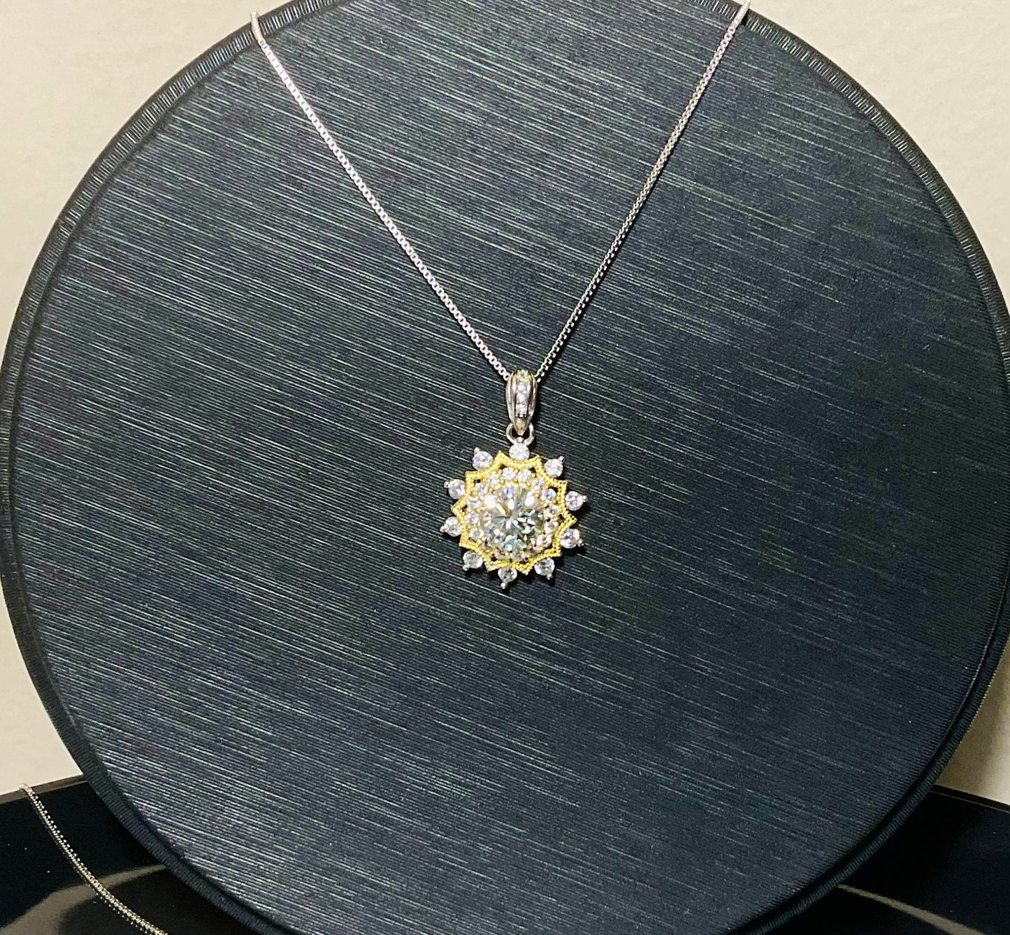 White Moissanite Necklace, Sun Flower Necklace,1ct Moissanite Sunshine Luxury Pendant,Anniversary,New Year Gift,Gift for Her,Valentines gift