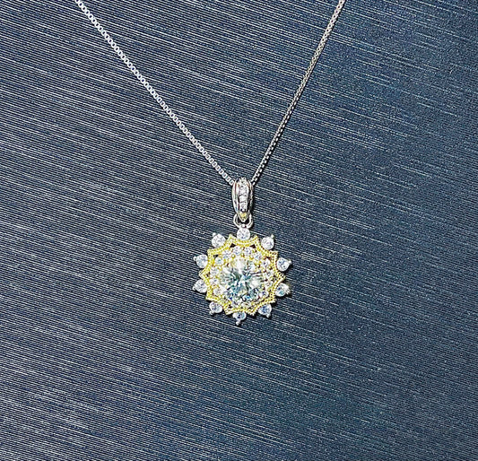 White Moissanite Necklace, Sun Flower Necklace,1ct Moissanite Sunshine Luxury Pendant,Anniversary,New Year Gift,Gift for Her,Valentines gift