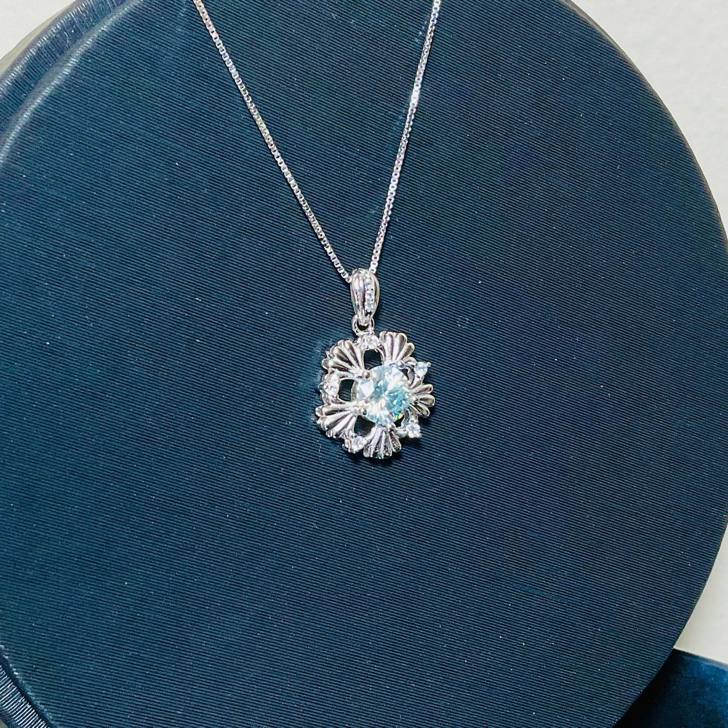 Paraiba Blue Moissanite Necklace,Croatia Aquamarine,Green Moissanite Pendant,Solitaire Anniversary Necklace,Gift for HerValentine's Day Gift