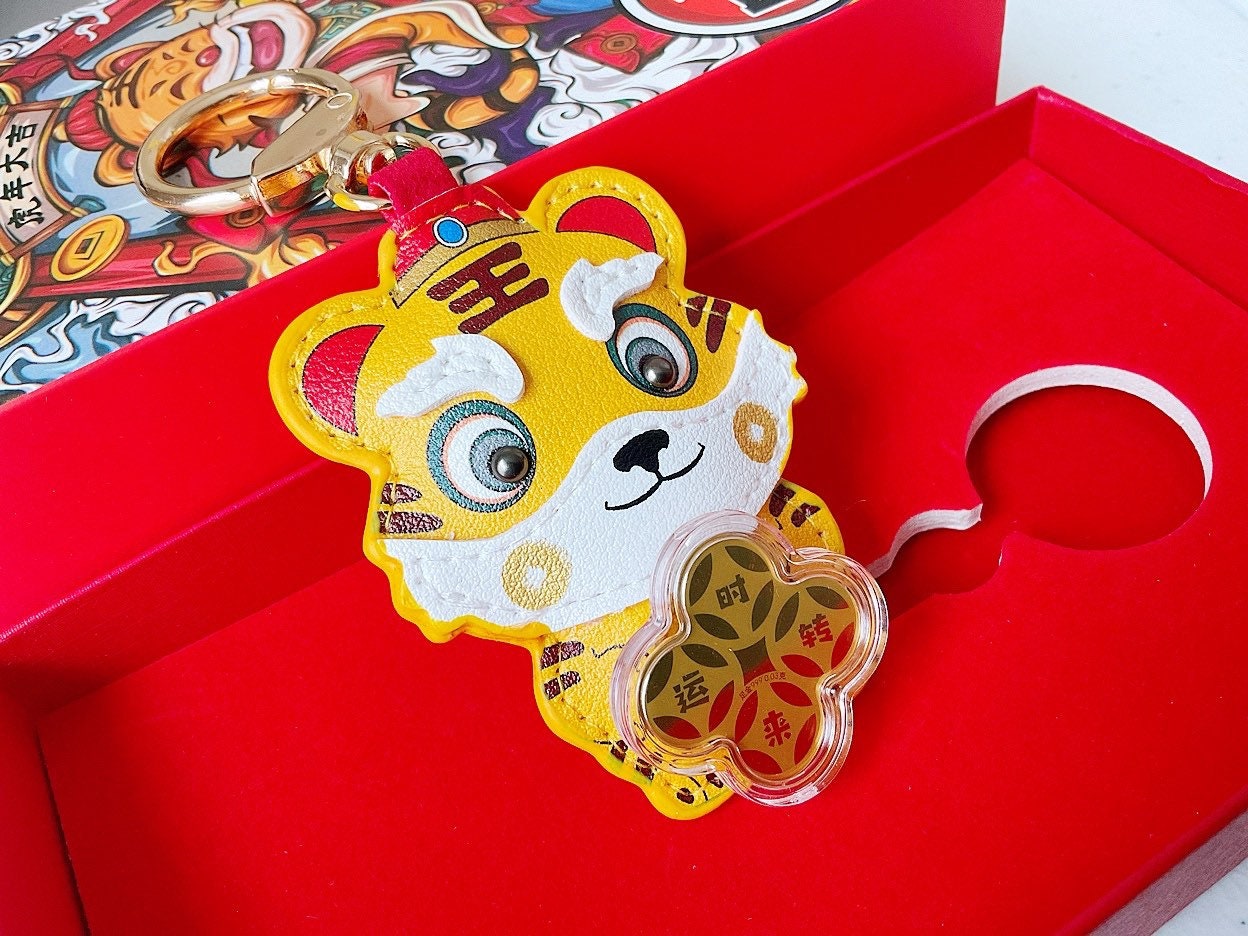 Gold Tiger Year,Lucky and Cute Tiger Keychain, Chinese New Year, Get Luck, Bag accessories Pendant,Gift for her,Birthday Gift, New Year Wish