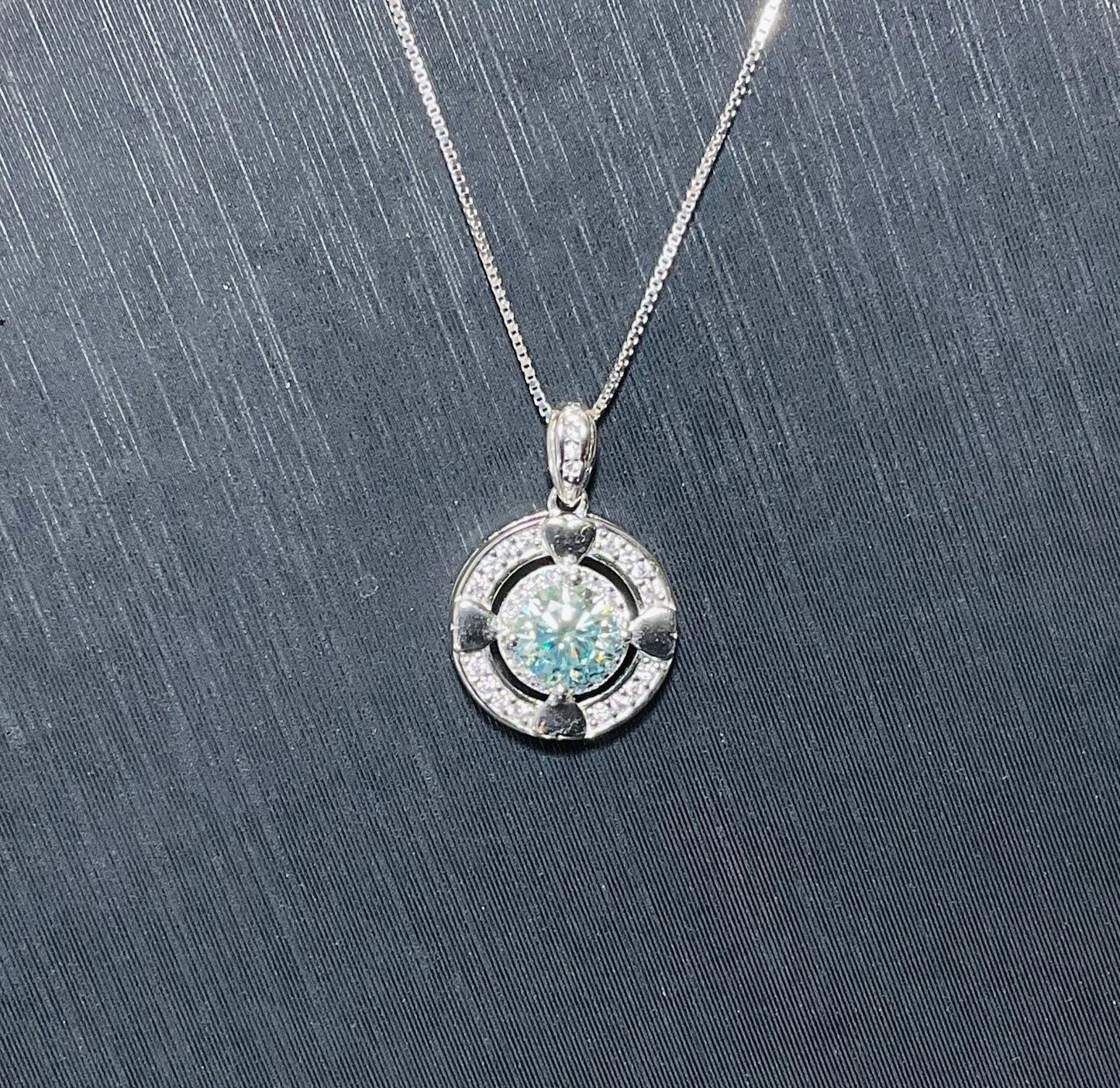 Paraiba Blue Moissanite Necklace Silver Pendent Love Direction Anniversary Gift for Her Birthday Valentines Engagement Gifts