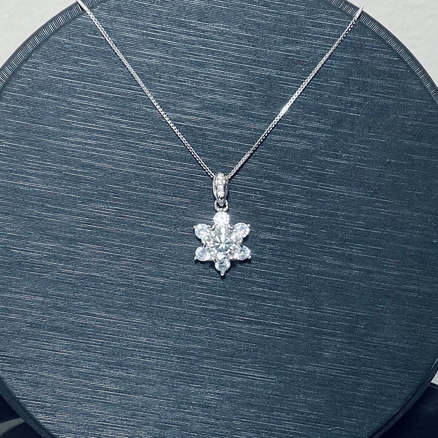 White Snow Moissanite Silver Necklace,1ct Moissanite Snowflake Pendant, Six-Point Star Flower Anniversary Valentine Necklace, Christmas Gift