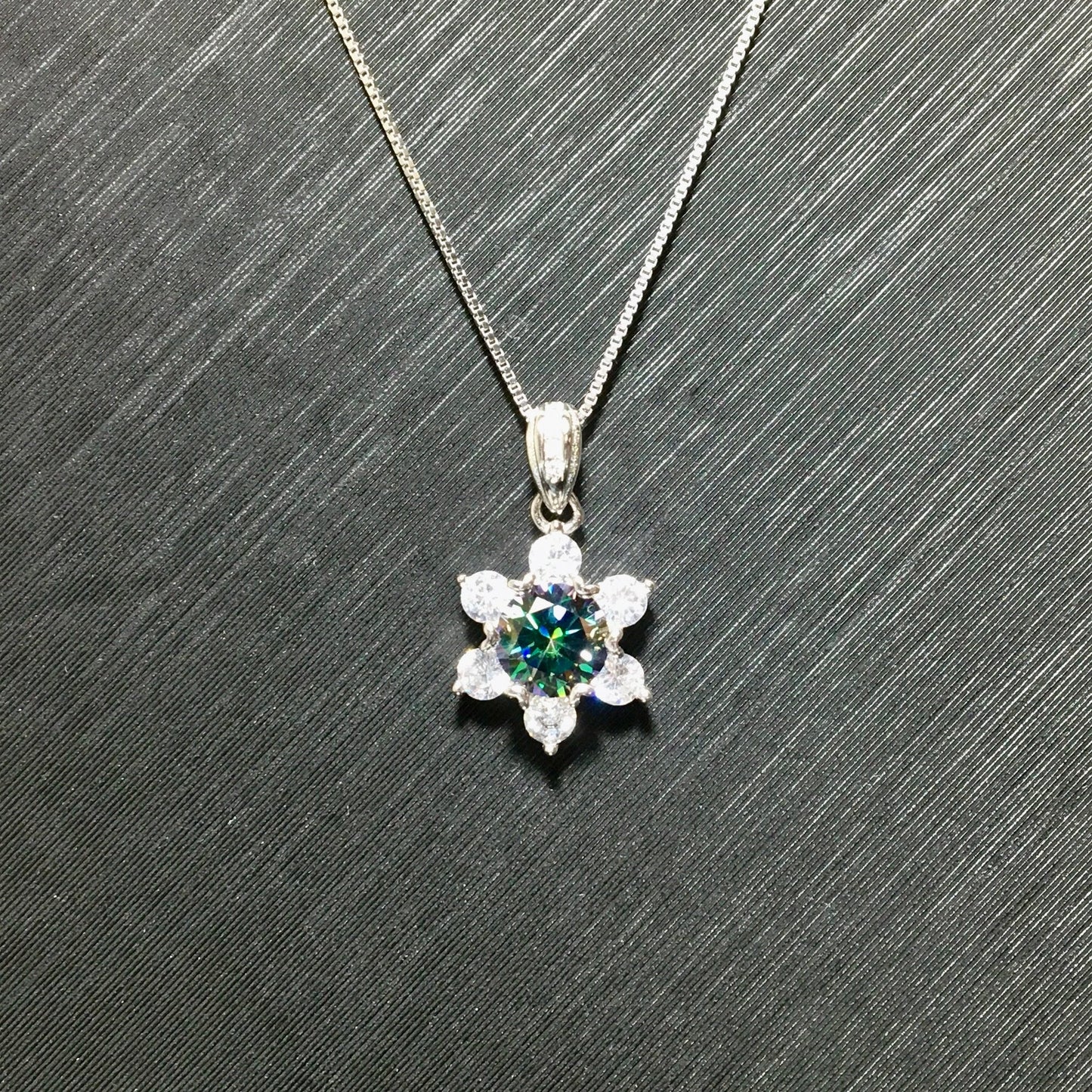 Rare Magic Dreamy Moissanite Necklace, Silver 1ct Moissanite Snowflake Flower Pendant,Solitaire Anniversary Necklace, Gift for Her,Valentine