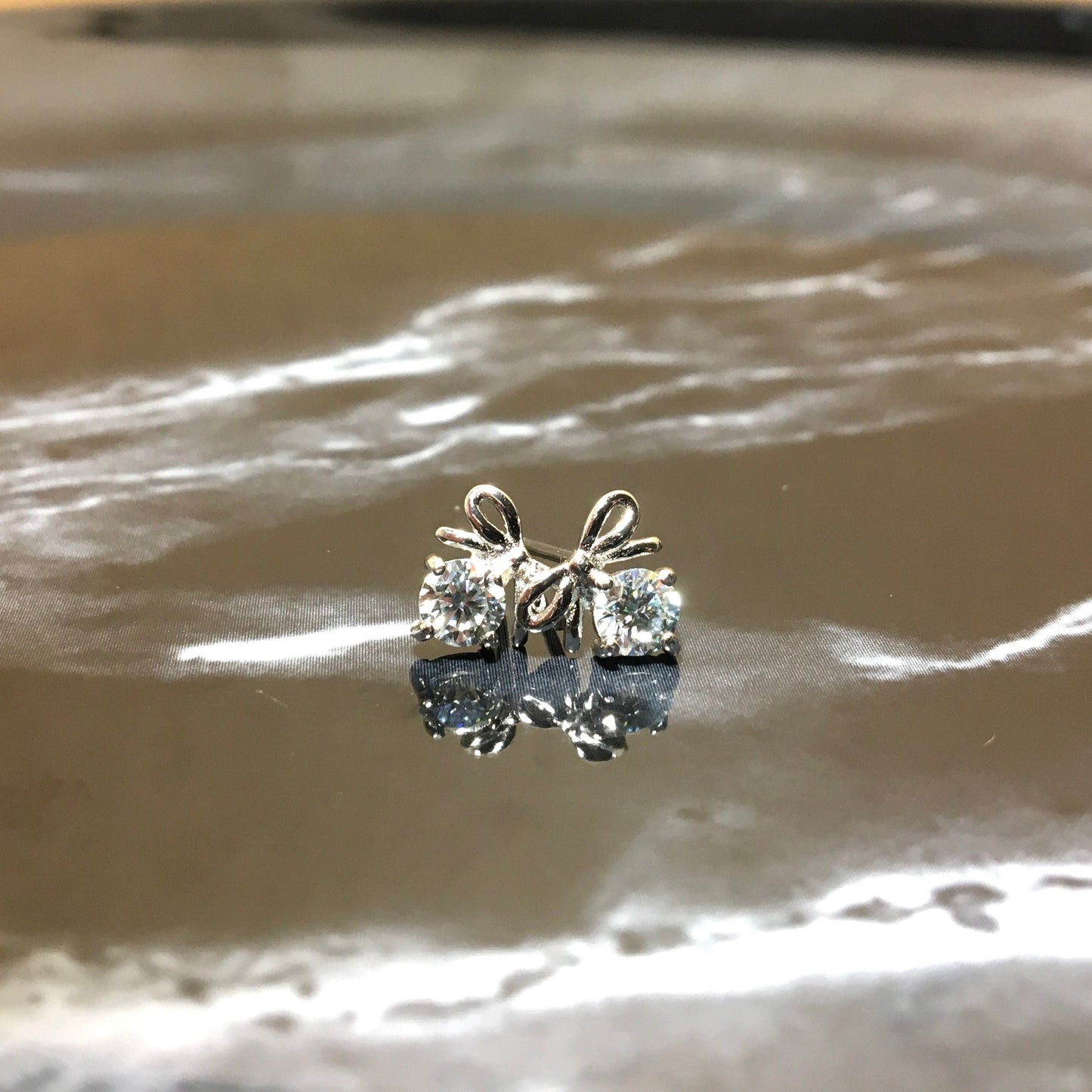 Gift Bowknot Earrings Grey Moissanite 0.3ct Jewelry Lovely Romantic Anniversary Beauty Earring 925 Silver Handmade Birthday Gifts for her