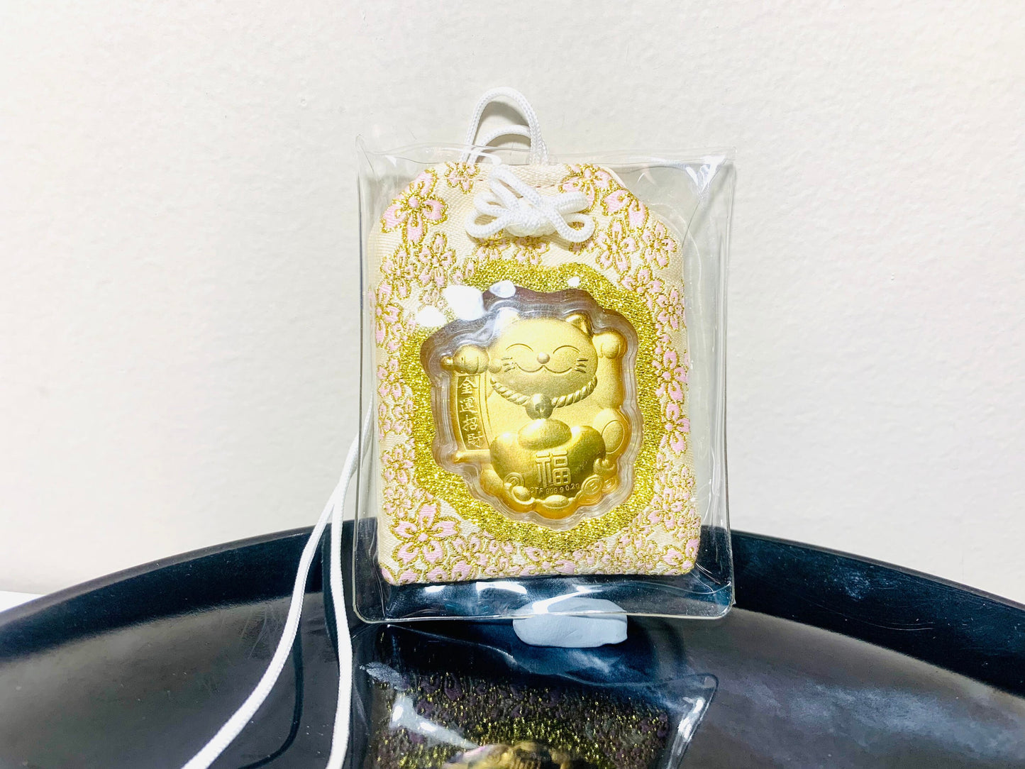 New Year Best Wishes Lucky Japanese Omamori, Charm Christmas Gift,Car Decor, Sakura Bag Keychain, Gold Kitty, Great Protection, Gift for Her