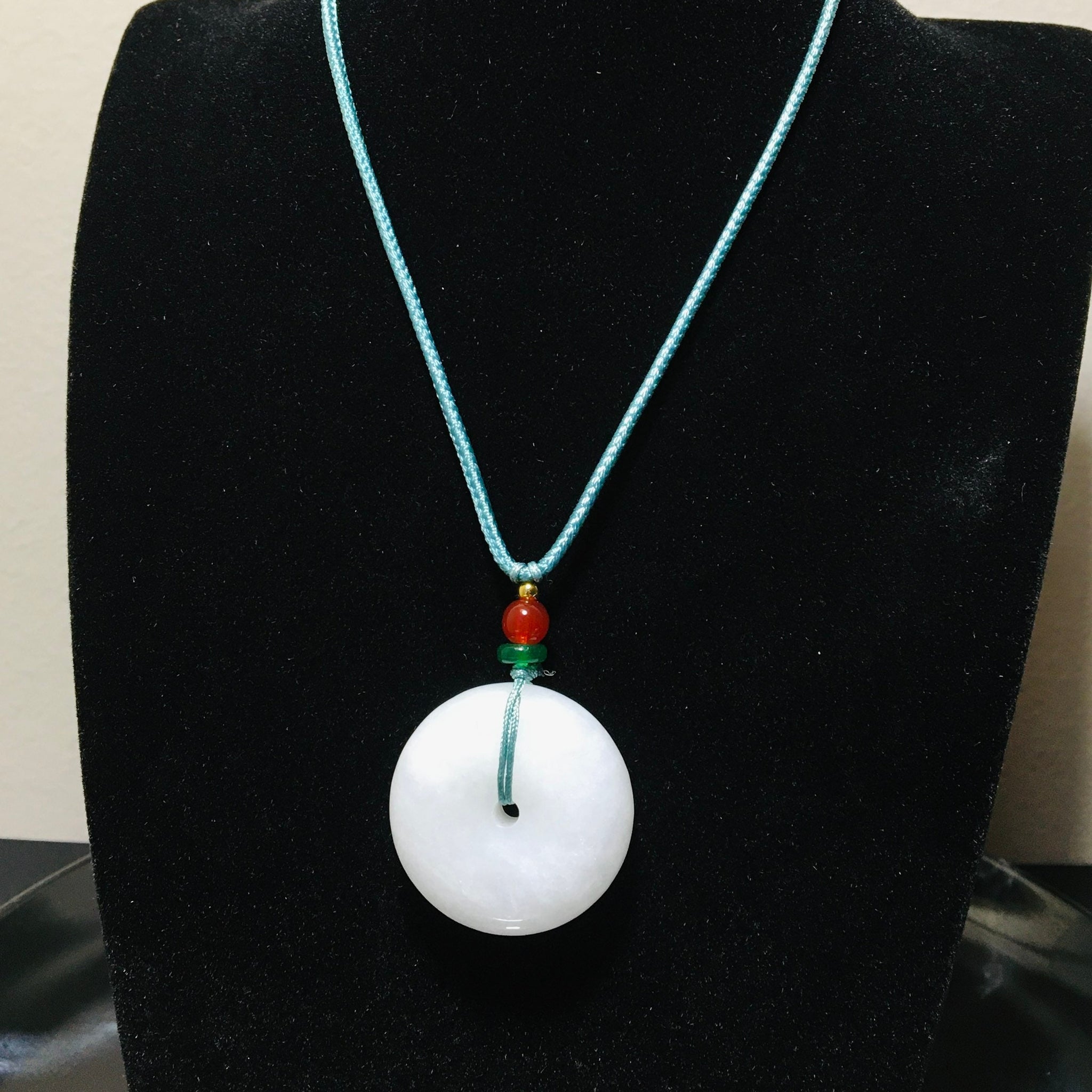 White Jade Button Necklace