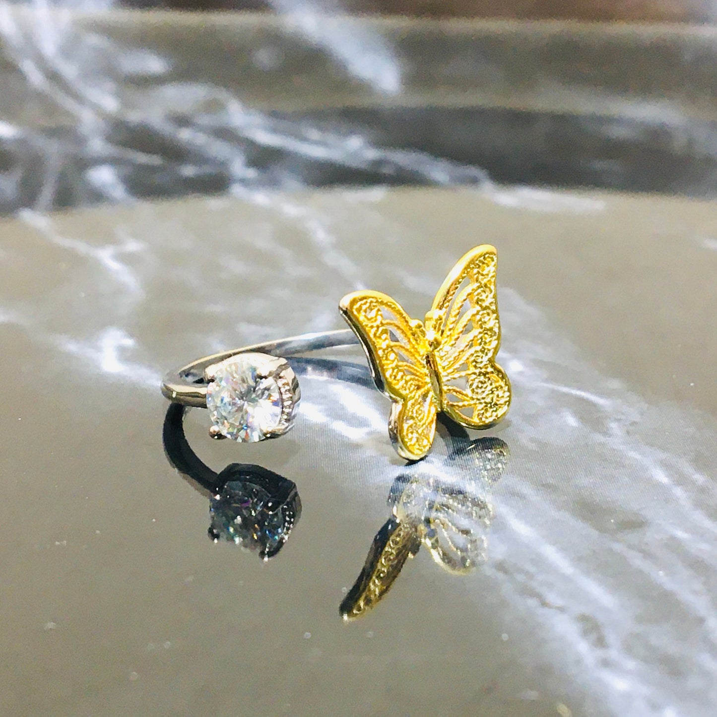 Butterfly Moissanite Splendid Ring, 0.5ct White Colorless Moissanite, Gold Silver, Butterfly Ring, Birthday Gift, Gifts for Her, Teacher Day