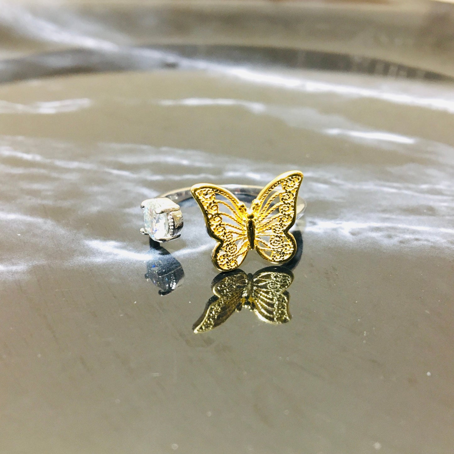 Butterfly Moissanite Splendid Ring, 0.5ct White Colorless Moissanite, Gold Silver, Butterfly Ring, Birthday Gift, Gifts for Her, Teacher Day