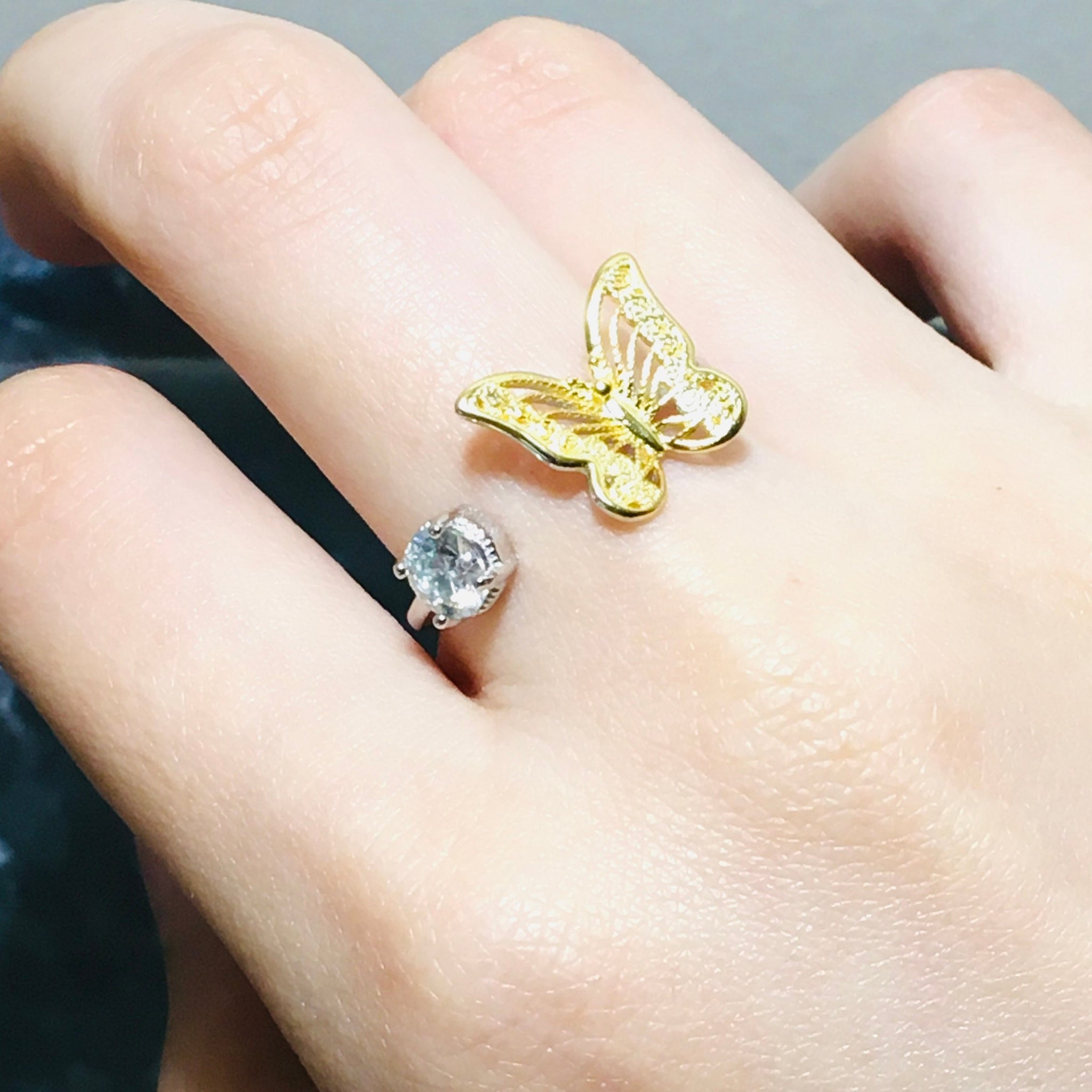 Butterfly Moissanite Splendid Ring, 0.5ct White Colorless Moissanite, Gold Silver, Butterfly Ring, Birthday Gift, Gifts for Her, Teacher Day