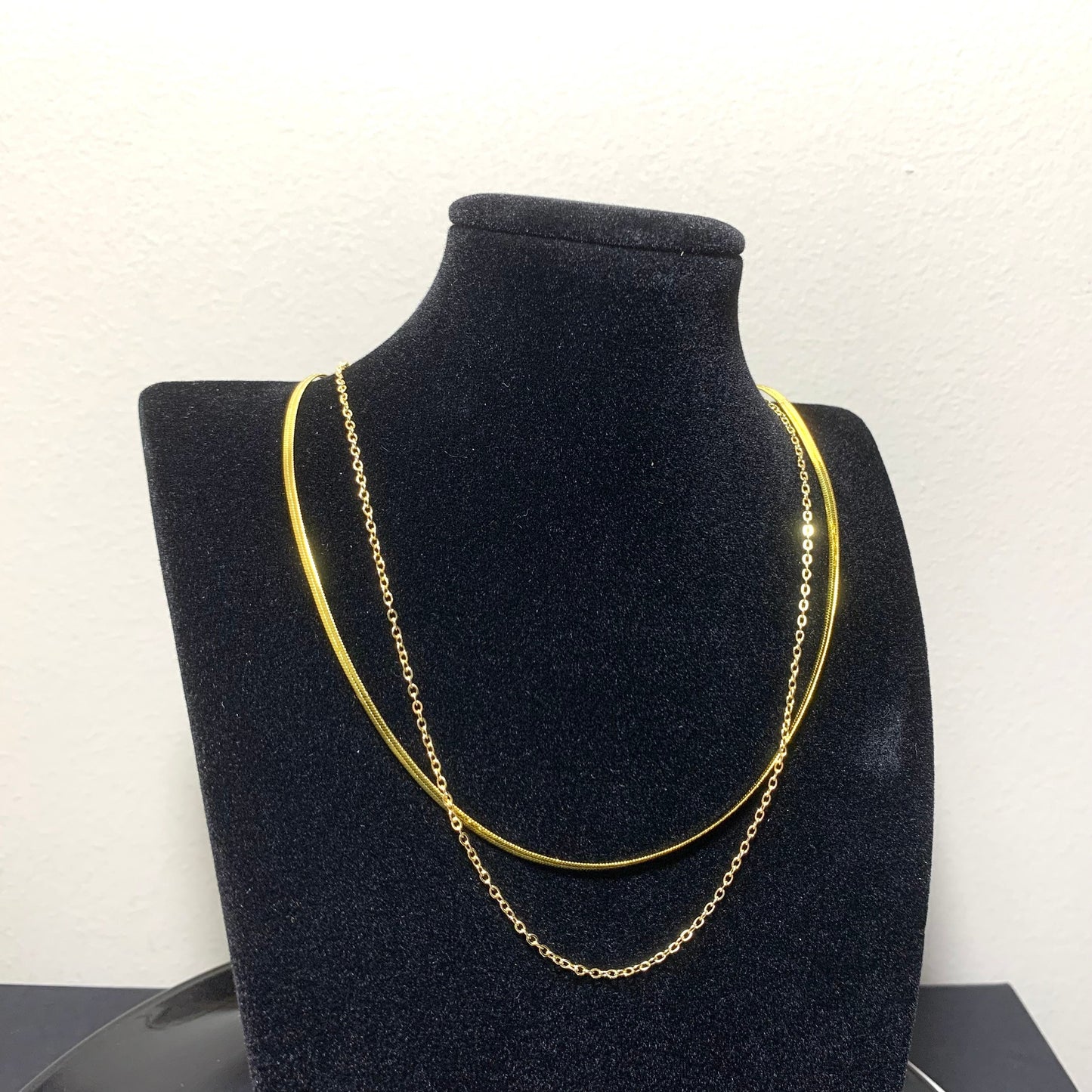 Layer Necklace Set, Flat Snake Necklace, Gold plated Stainless Steel Necklace, Herringbone Choker Chain Necklace, Cool Fashion Gifts for Her