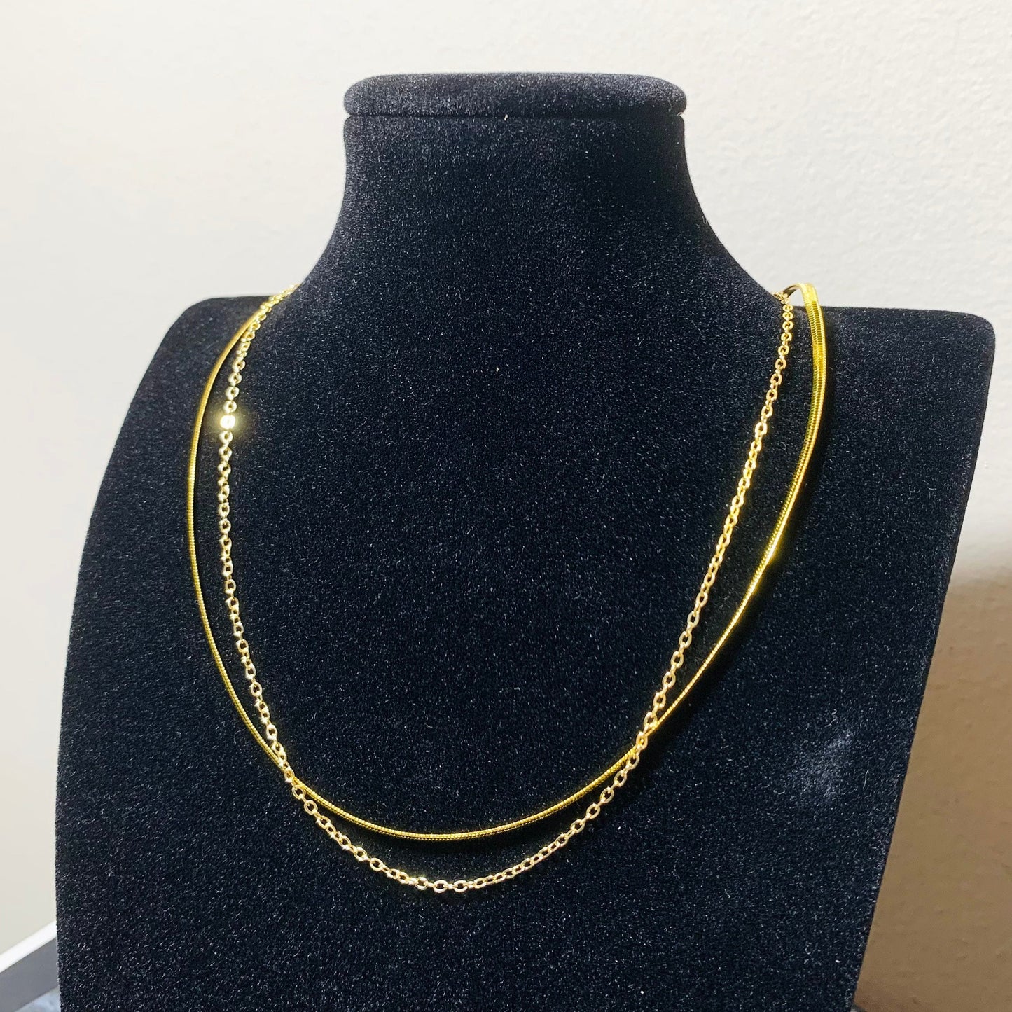 Layer Necklace Set, Flat Snake Necklace, Gold plated Stainless Steel Necklace, Herringbone Choker Chain Necklace, Cool Fashion Gifts for Her