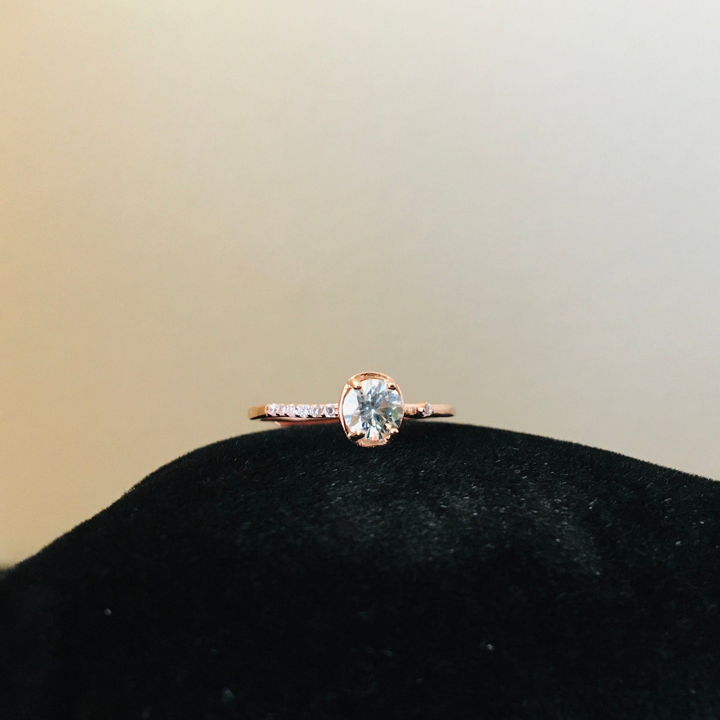 Beauty Art Asymmetrical 0.5ct Delicate Moissanite Ring, Rose Gold Silver Engagement Anniversary Ring, Gift for Her, Vintage, Birthday, Woman