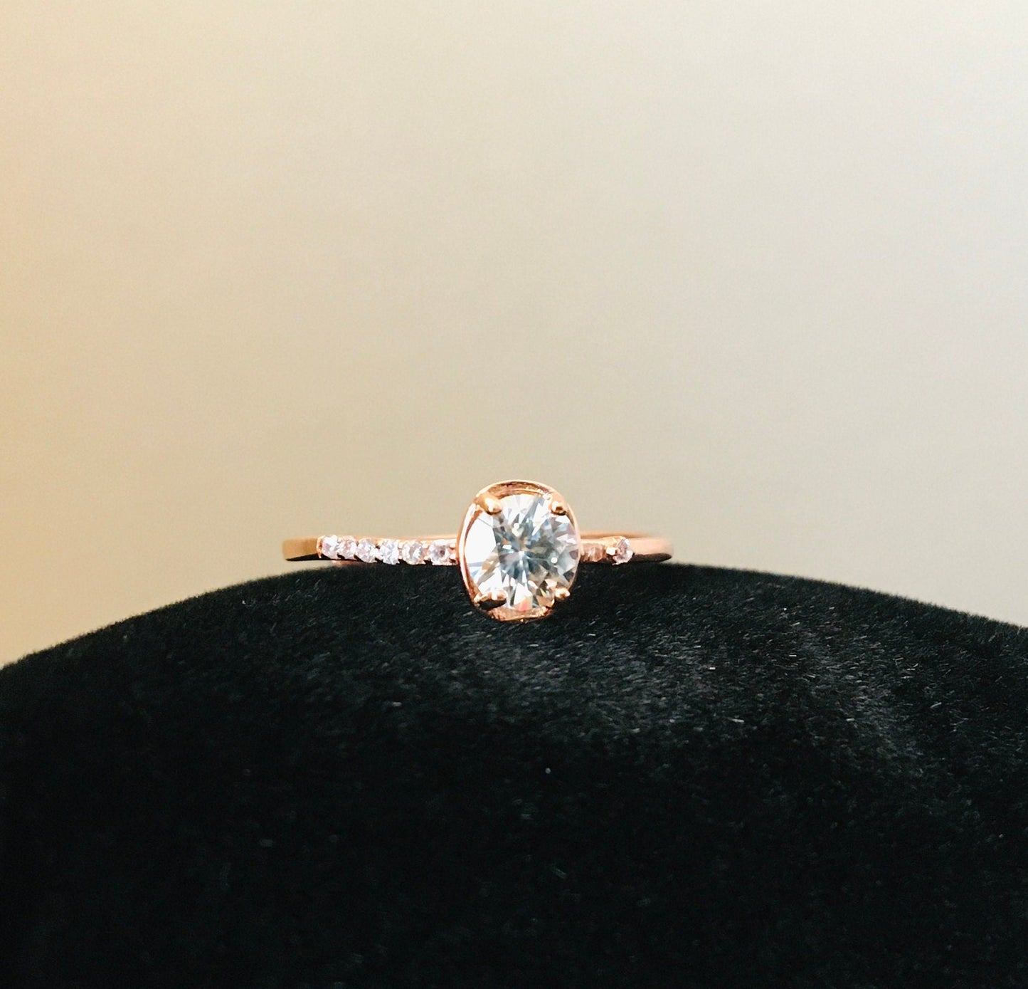 Beauty Art Asymmetrical 0.5ct Delicate Moissanite Ring, Rose Gold Silver Engagement Anniversary Ring, Gift for Her, Vintage, Birthday, Woman