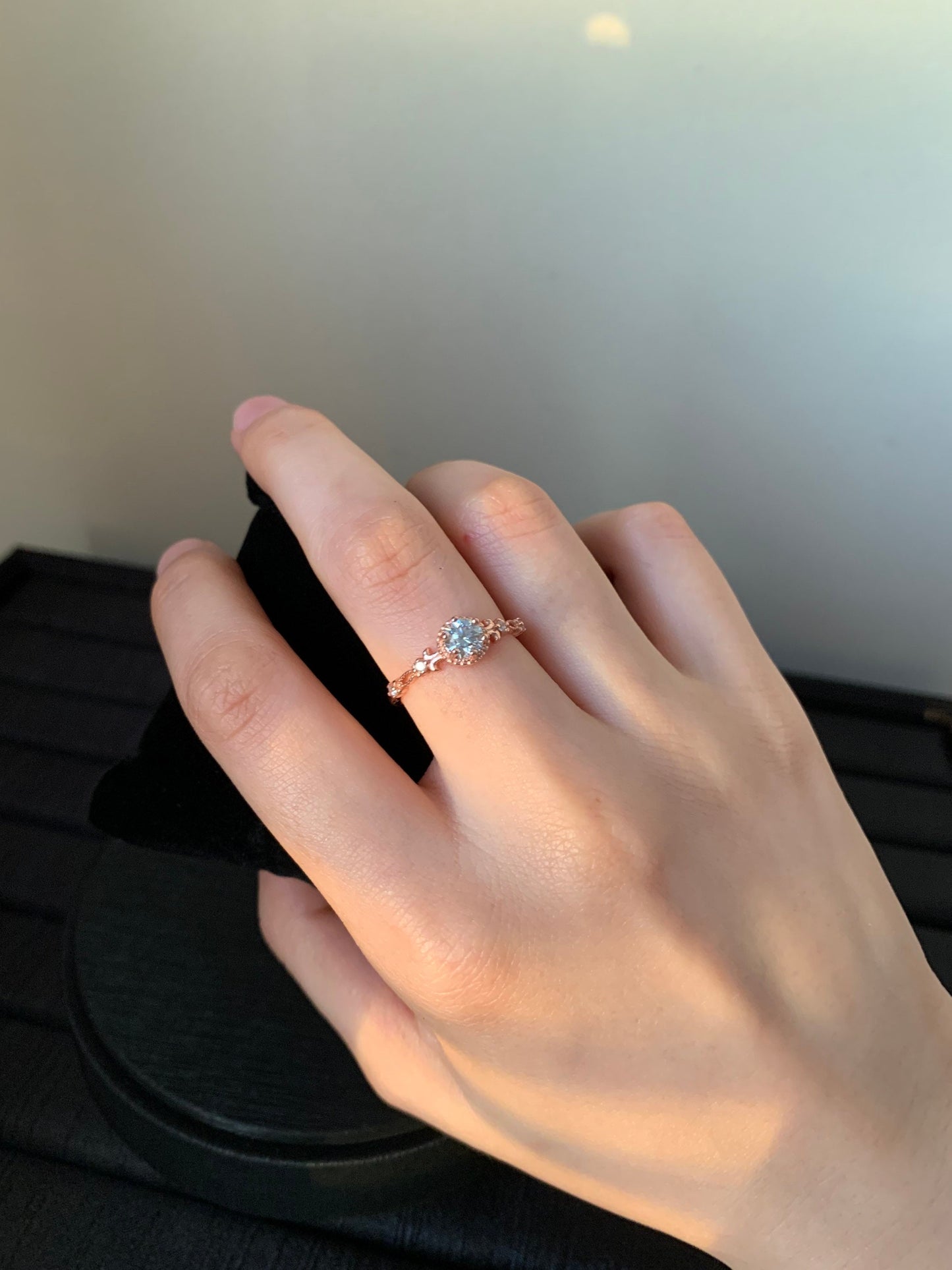 Delicate Moissanite 0.5ct Ring,Rose Gold Silver Engagement Anniversary Ring,Minimalist Ring,for Her,Birthday Ring Gift,Mother's Day