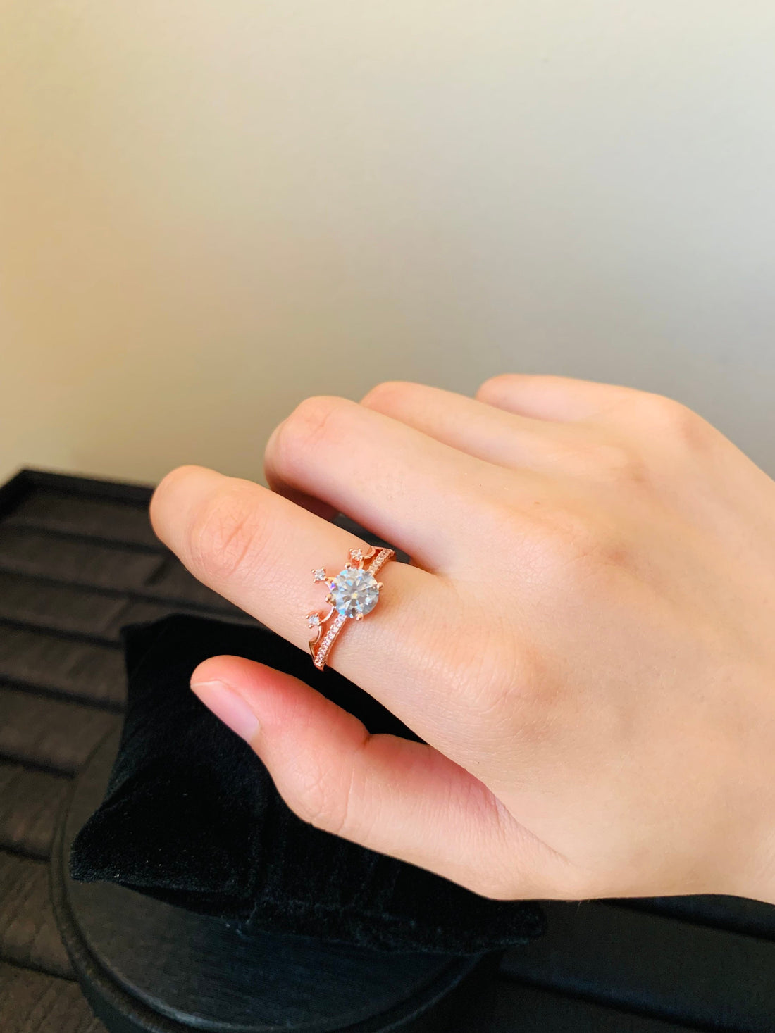 Minimalist Crown Moissanite Ring 0.5ct Moissanite, Gift for Her, Birthday Anniversary Gift, Silver Ring Rose Gold, Engagement, Vintage