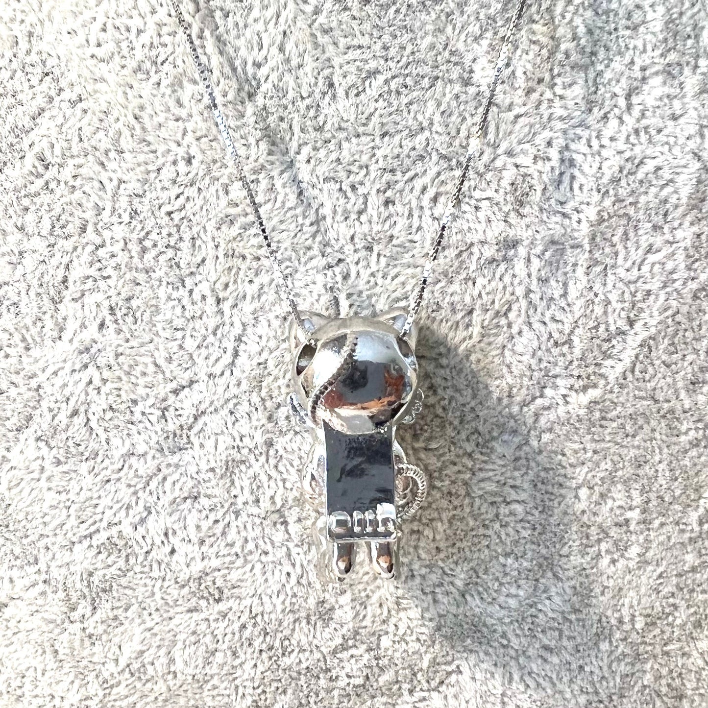 Blue Moonstone, Natural Crystal Gemstone Necklace,Gift for Her,Birthday,Silver Plated Copper,Space Cat Charm,Animal Theme Charm,Anniversary