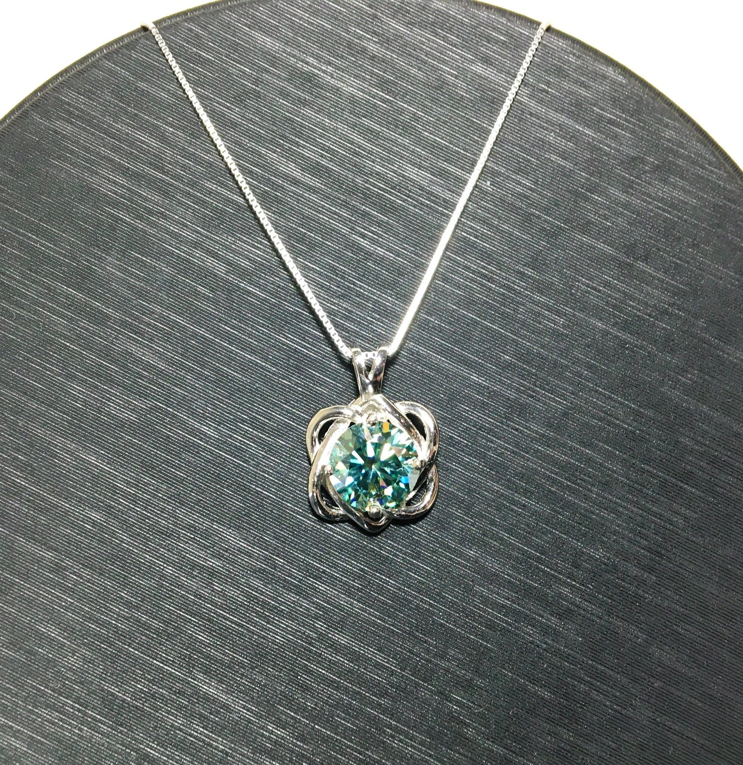 Hexagram Medal 3ct Green Blue Moissanite Necklace, Silver Necklace,Anniversary, Birthday Gift for Her,Handmade Jewelry, Valentine's Day