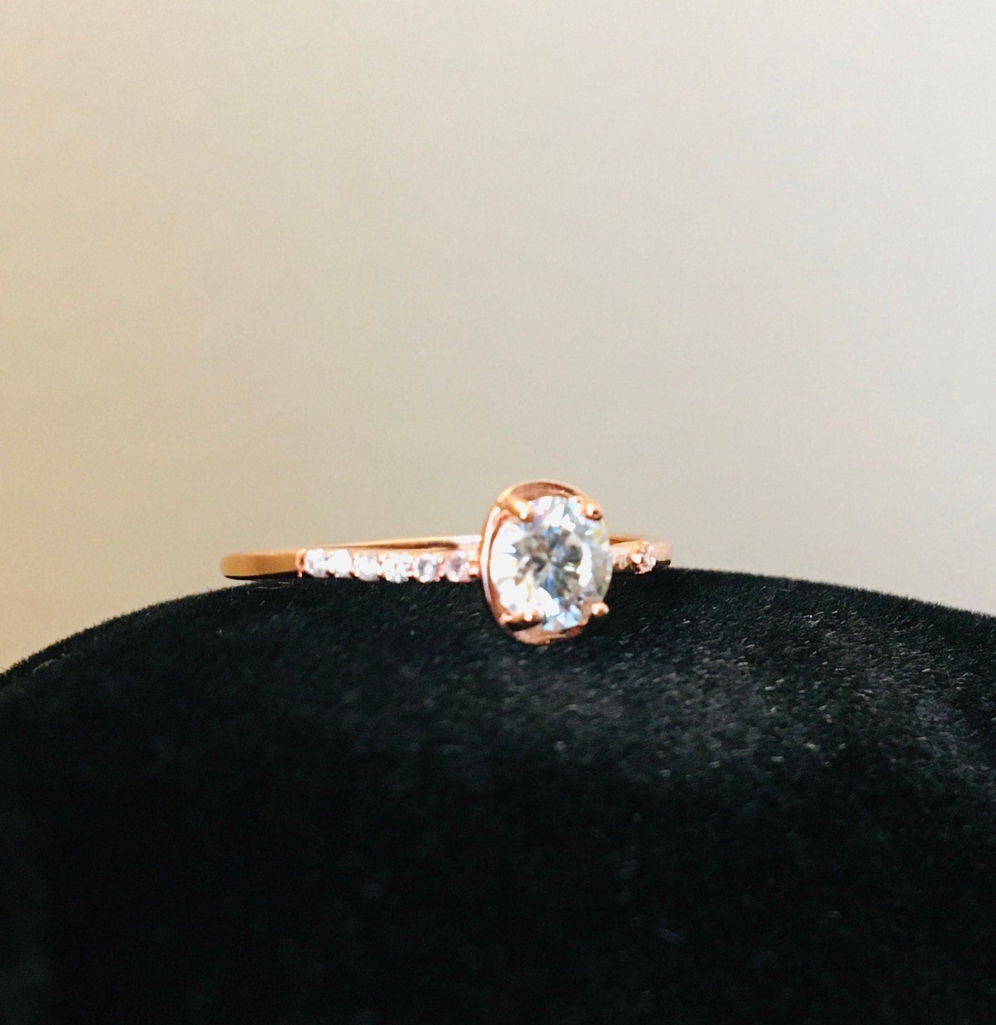 Beauty Art Asymmetrical 0.5ct Delicate Moissanite Ring, Rose Gold Silver Engagement Anniversary Ring, Gift for Her, Vintage, Birthday, Woman