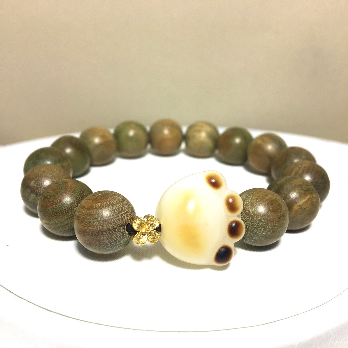 Verawood Green Wood Bodhi Bracelet,Kitten Cat Paw Bracelet,Lovely Cute Sandalwood Bracelet, Gift for Her Him, Birthday Gift, Valentines gift