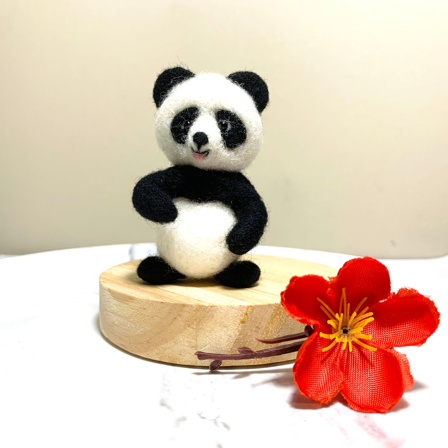 Panda and Pink Peach needle felting kit,Wool Felt,For kids,Bulk Craft Home Decoration,Animal Wool Felt Gifts,Christmas Ornament,handmade