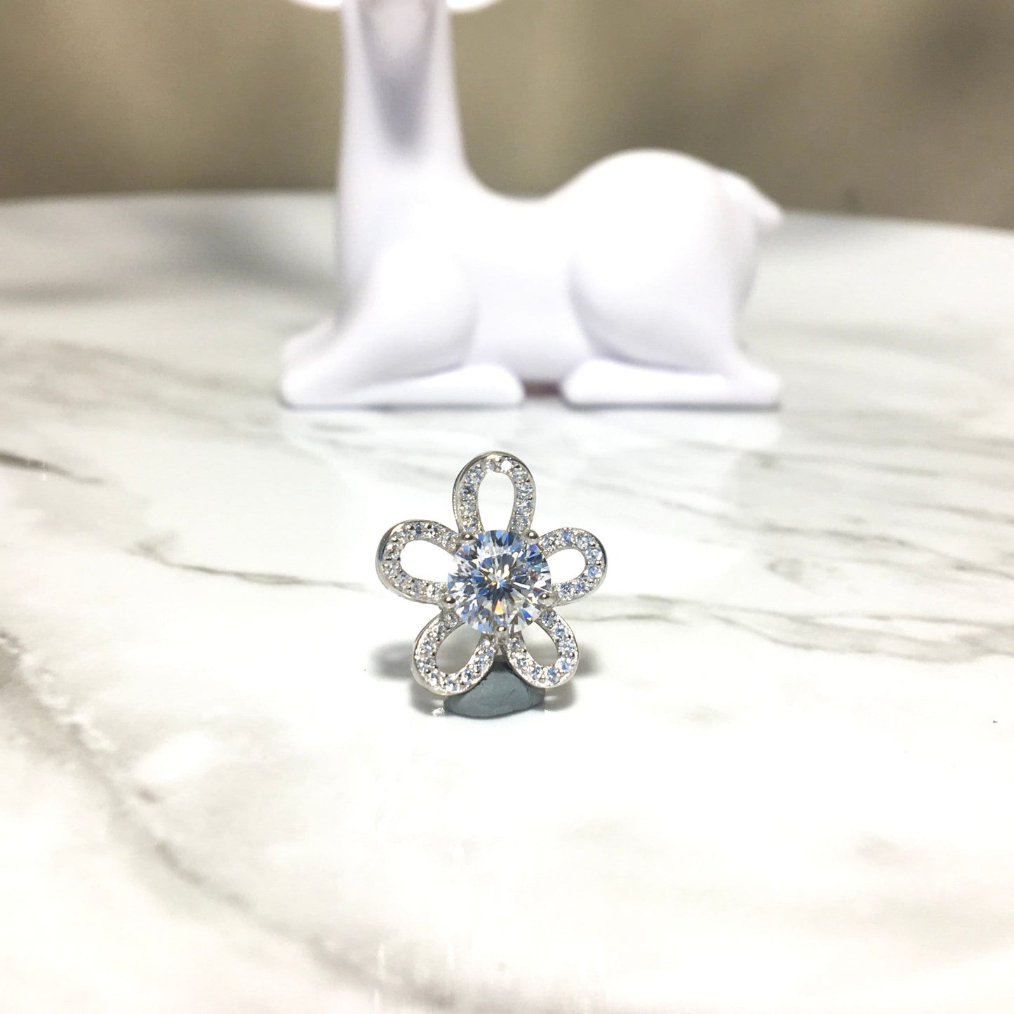 Paraiba Blue/White Flower Moissanite Necklace,Jaunty Flower Aquamarine,1ct Moissanite Flower Pendant,Anniversary for Her,Birthday gift