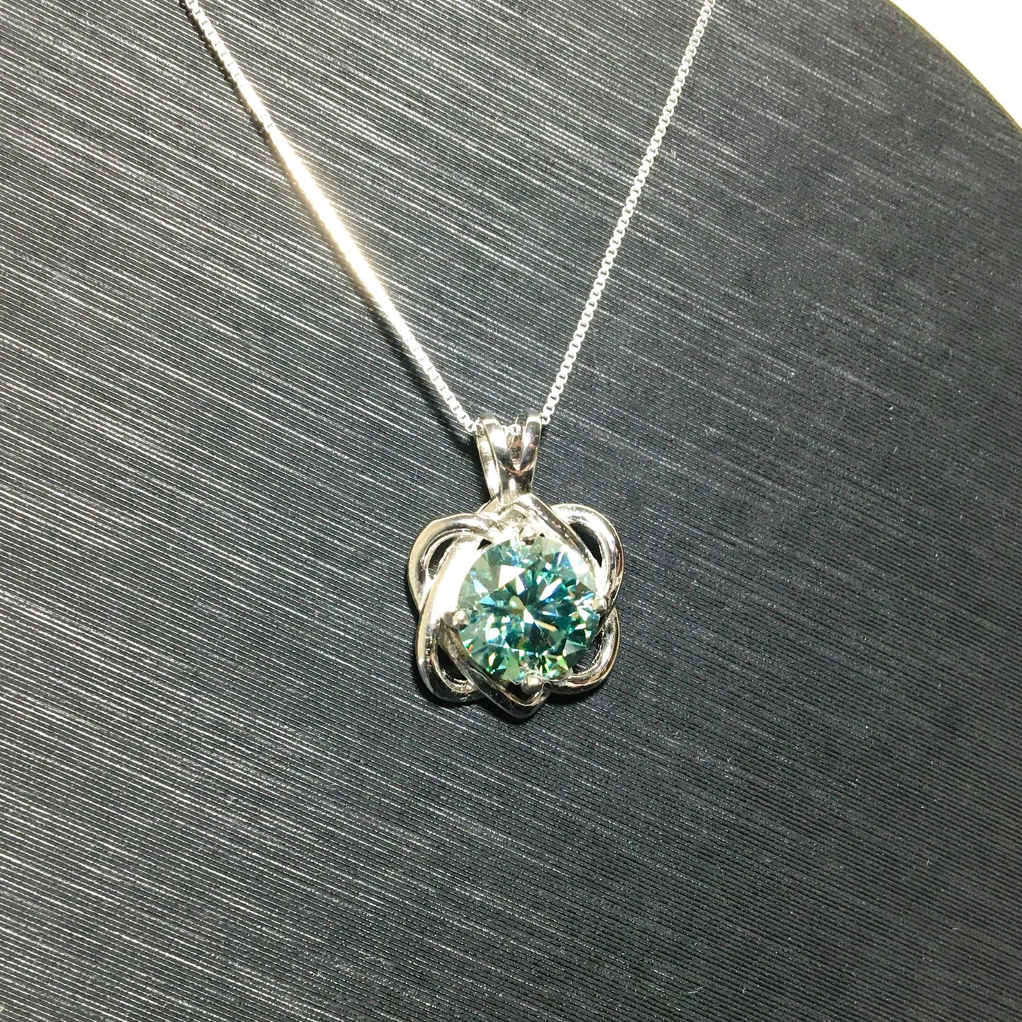 Hexagram Medal 3ct Green Blue Moissanite Necklace, Silver Necklace,Anniversary, Birthday Gift for Her,Handmade Jewelry, Valentine's Day