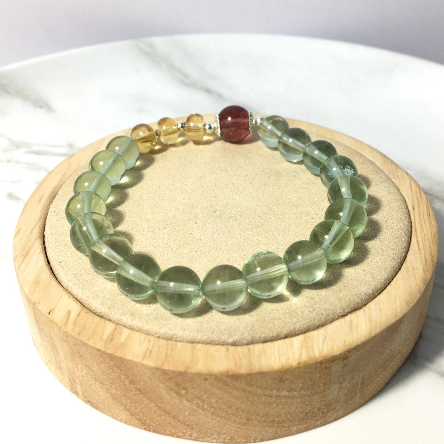 High-Quality Green Fluorite Bracelet,Strawberry Quartz Citrine Crystal Bracelet,Reiki Healing Crystal for her,Birthday Gift, Graduation Gift