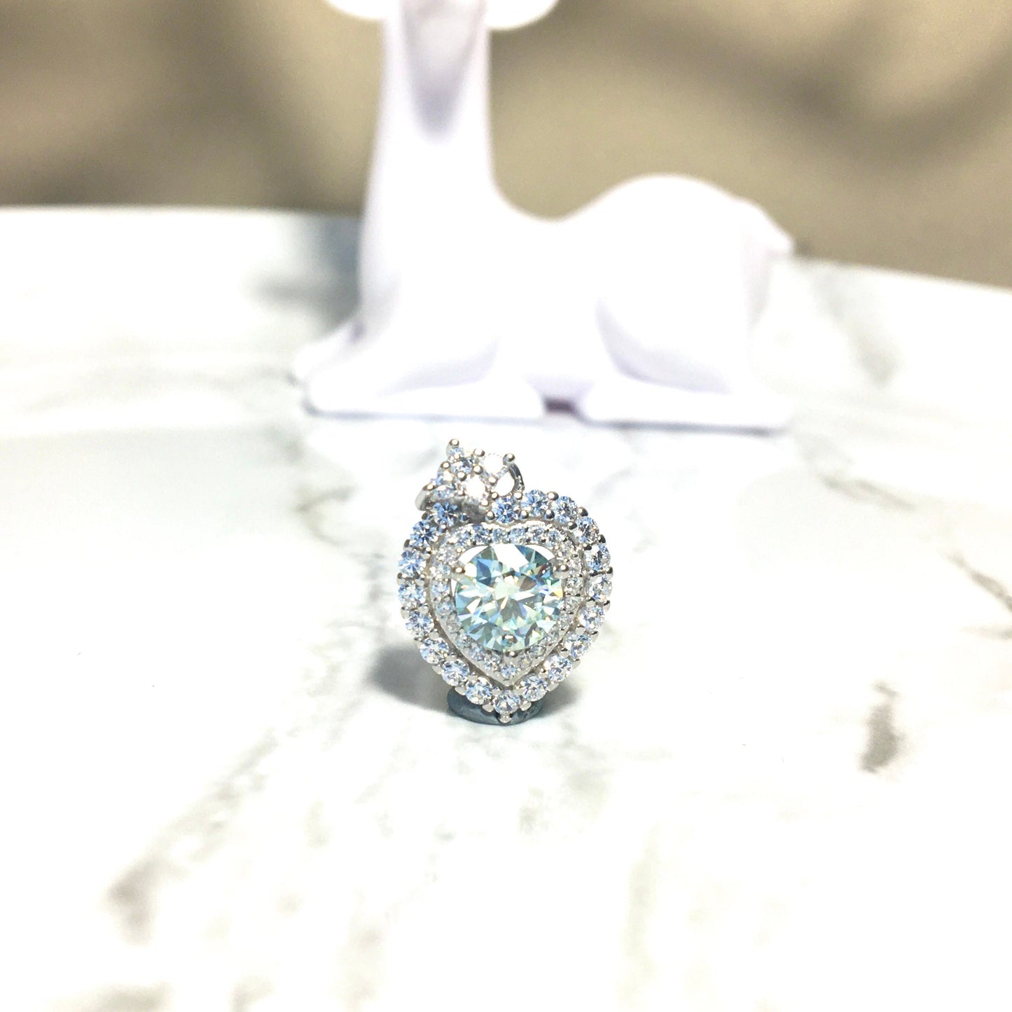 Luxury Love Moissanite Pendant Necklace,Light Blue Moissanite Pendant,Solitaire Anniversary Necklace,Gift for Her,Valentine's Day Gift