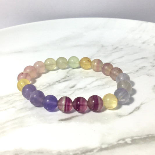 Multicolored Fluorite Crystal Bracelet,Rainbow Fluorite Bracelet,Unicorn Purple Green Pink Gemstone Bracelet,Birthday Gift,Valentines gift