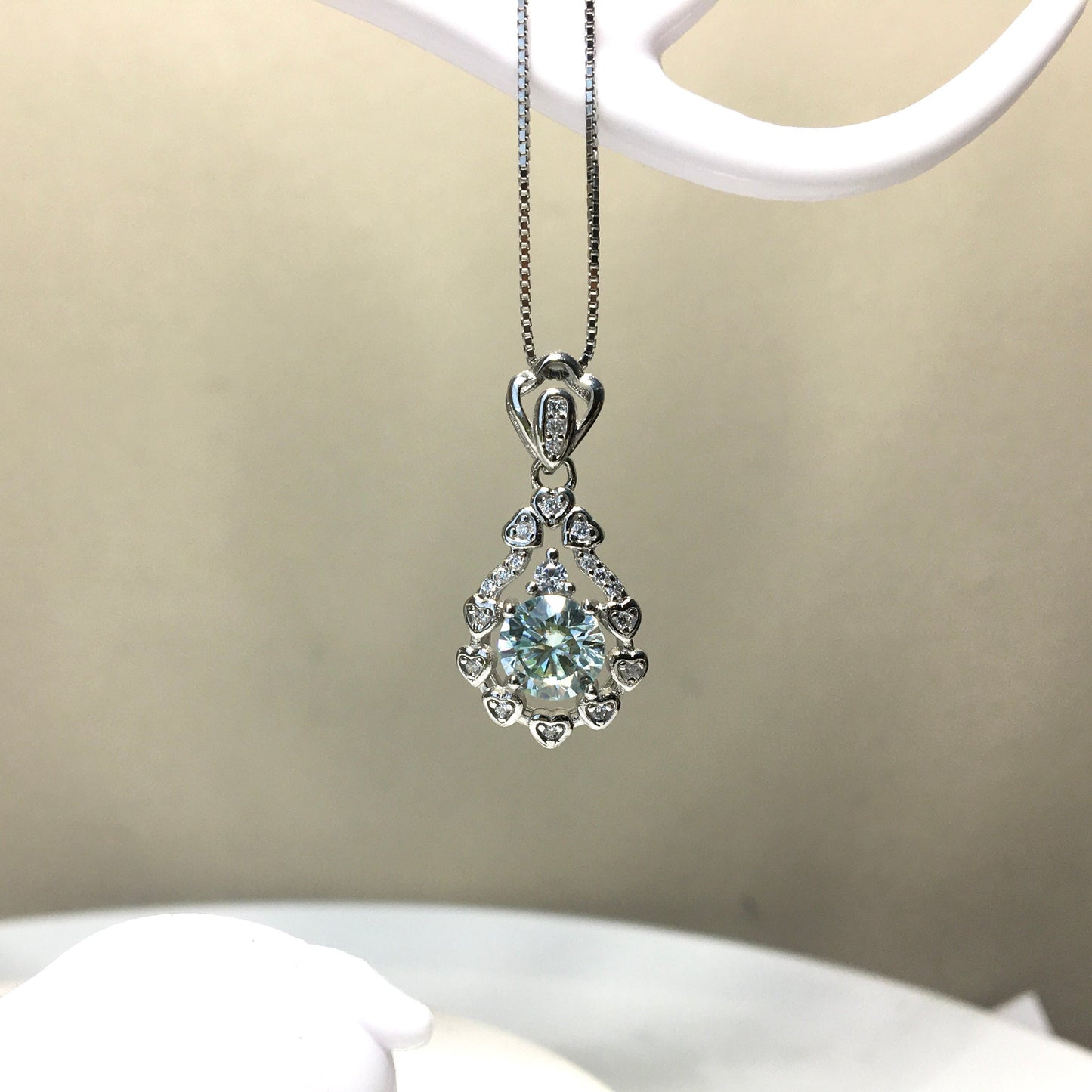 Luxurious Water-Drop Moissanite Necklace,Pear Aquamarine Pendant,1ct Moissanite Pendant,Anniversary Necklace,for Her,Best Gift For Mom