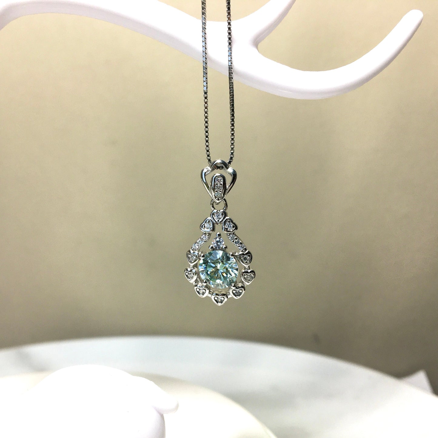 Luxurious Water-Drop Moissanite Necklace,Pear Aquamarine Pendant,1ct Moissanite Pendant,Anniversary Necklace,for Her,Best Gift For Mom