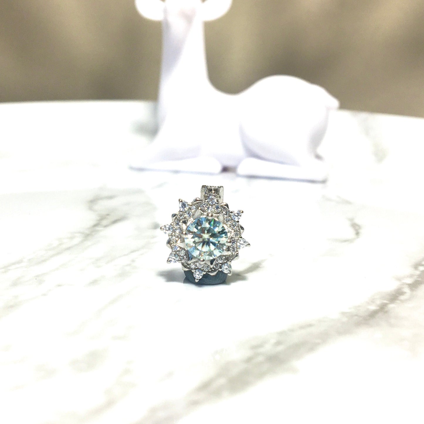 Light Blue Moissanite Necklace, Snow Aquamarine, 1ct Moissanite Pendant, Solitaire Necklace, Anniversary Necklace,Valentines Gift For Her,